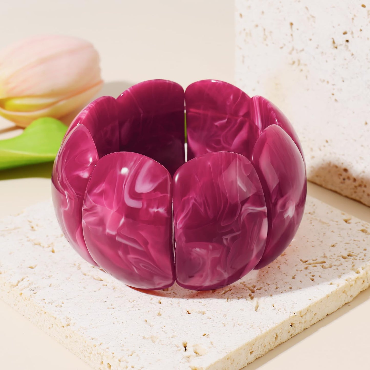 Coiris Chunky Bracelets for Women Acrylic Bangle Resin Bracelets Colorful Thick Jewelry