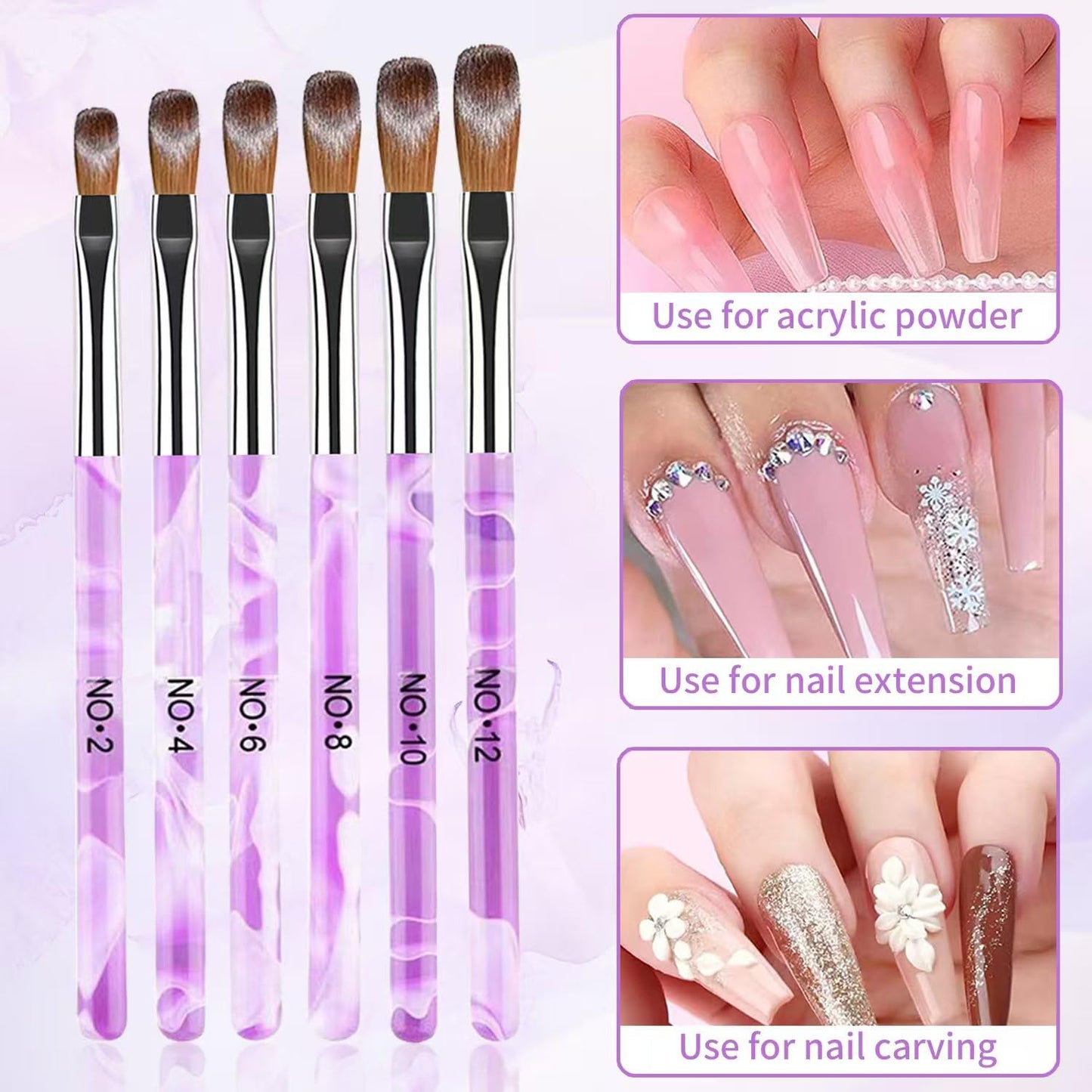28Pcs Purple Nail Art Brush Set, Acrylic Nail Brushes, Gel Nail Brush, Nail Dust Brush, Nail Dotting & Liner Tool, Professional Manicure Tool Kit for Acrylic Powder Application, Sculpting & Cleaning