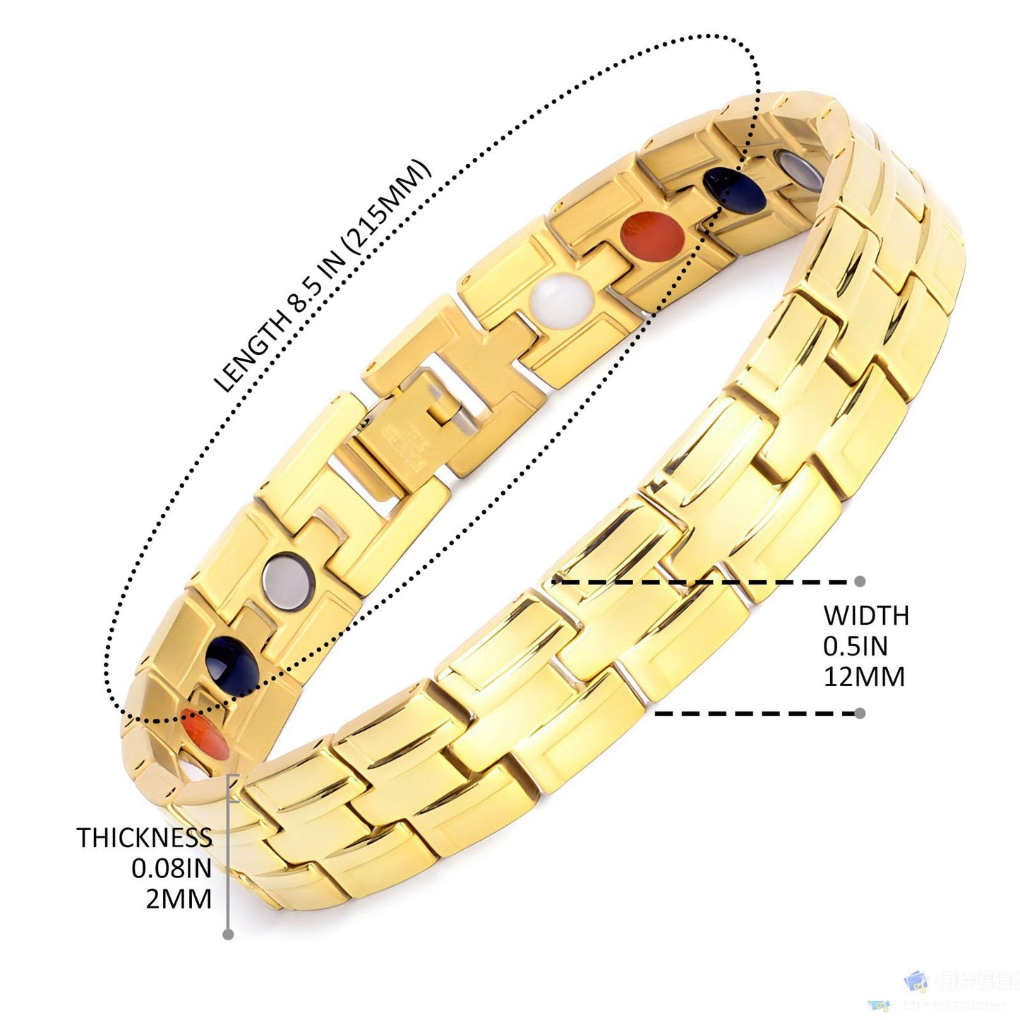 Emmori Stainless Steel Magnetic Therapy Bracelet For Men Women & Adjustable Length with Sizing Tool & Retro Bracelet Jewelry (Gold)