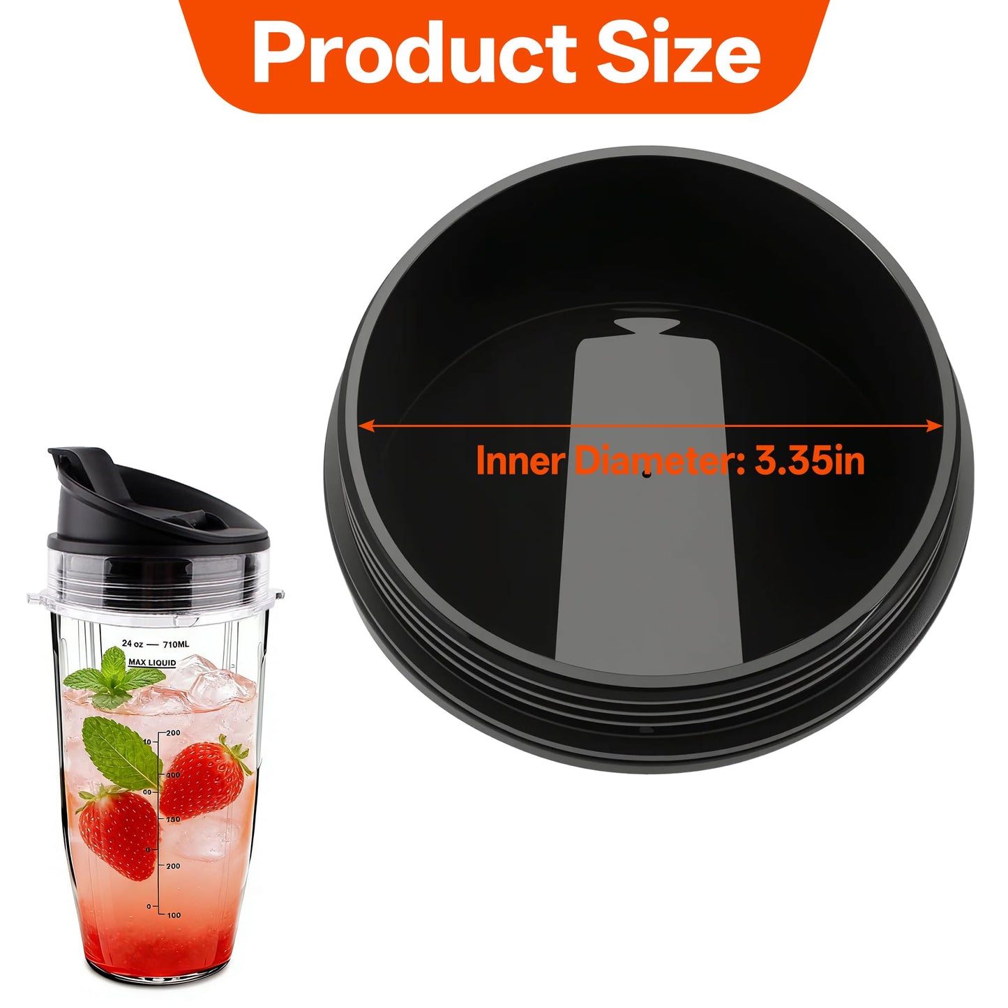 2Pcs Replacement Parts Lids for Ninja Blender, (3.35" Inner Diameter) Sip & Seal Spout Lids for Ninja 18oz 24oz 32oz Cups, Compatible with Ninja BL450 BL480 BL490 BL640 BL680 BN400 BN750 BN800 NN100