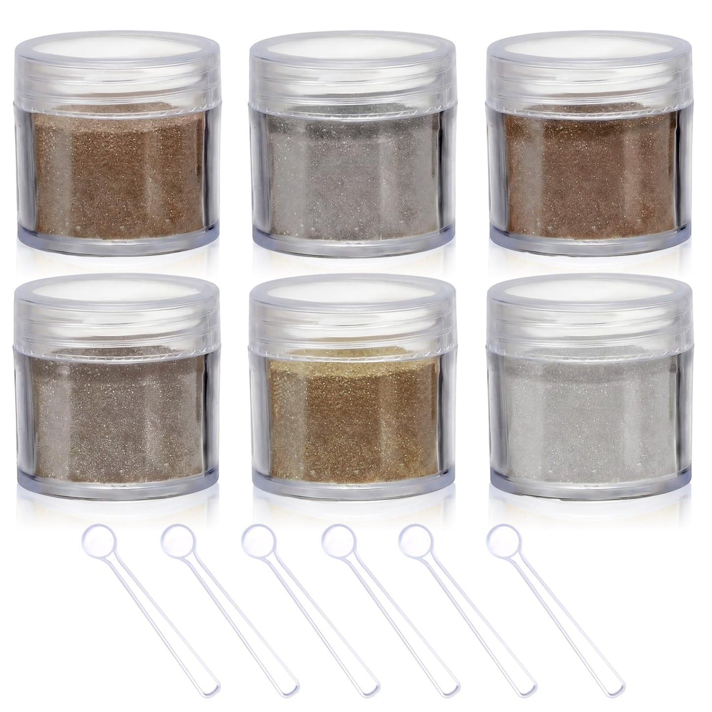 Heigble 6 Pcs 0.5 Ounce Glitter Embossing Powder Set for DIY Crafts Greeting Cards Making Scrapbooking Wedding Invitations (Silver,Copper)