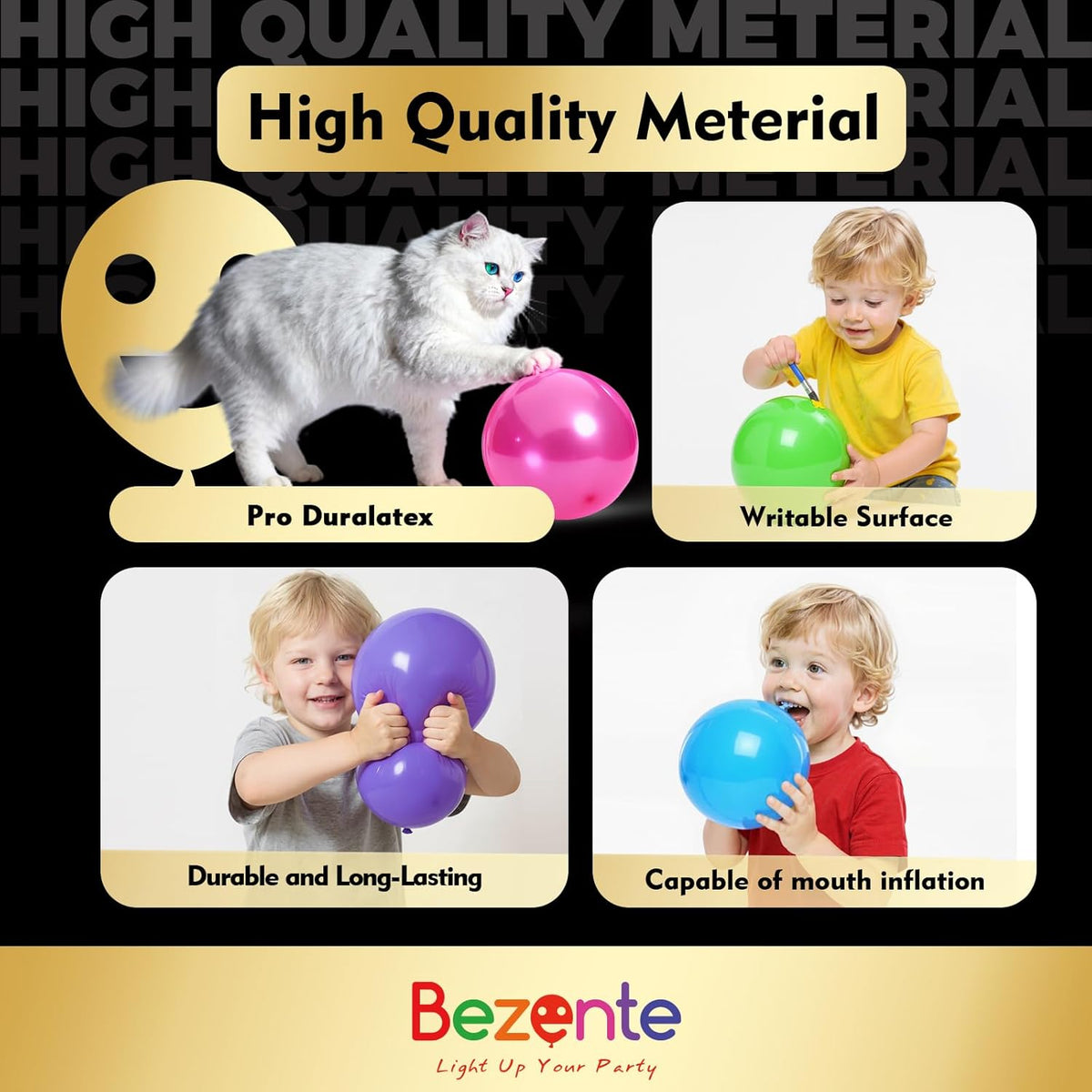 Bezente Pro Duralatex Dark Purple Balloons -100 Pack 12 inch Extra-Thick Purple Balloons for Long-Lasting Professional Party Decorations, Large Wedding Graduation Halloween Birthday