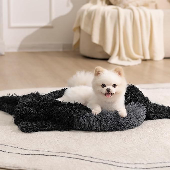 gogobunny Waterproof Dog Blanket for Couch & Furniture Protection - Super Soft Reversible Throw for Large Dogs & Cats, Calming Washable Fur & Sherpa Pet Blanket (25x35 Inch, Stone)