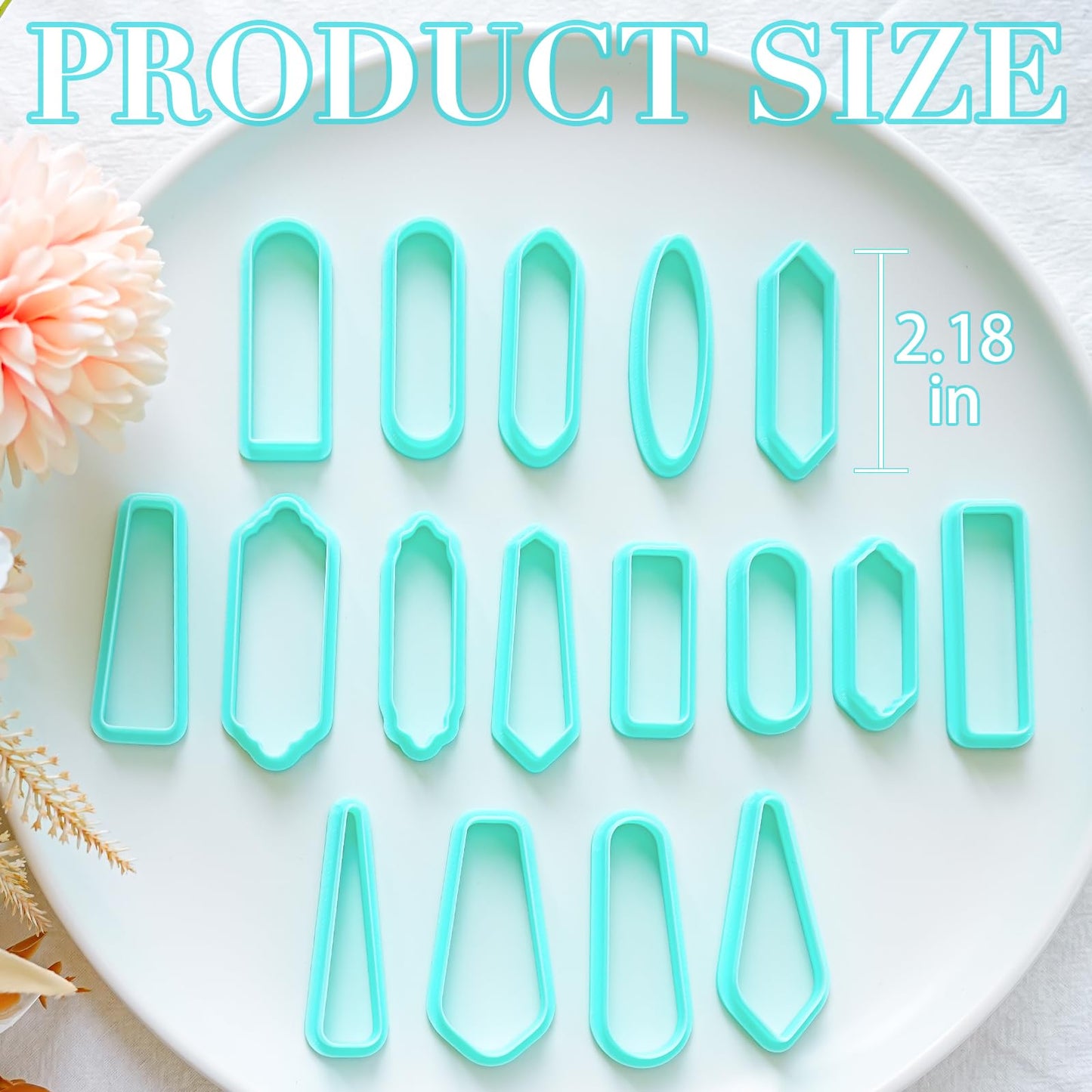 TAINSKY Long Dangle Shape Clay Cutters, 17 Shapes Polymer Clay Cutters for Earrings Making, Long Rectangle Shape Polymer Clay Cutters, Basic Clay Cutters for Polymer Clay Jewelry