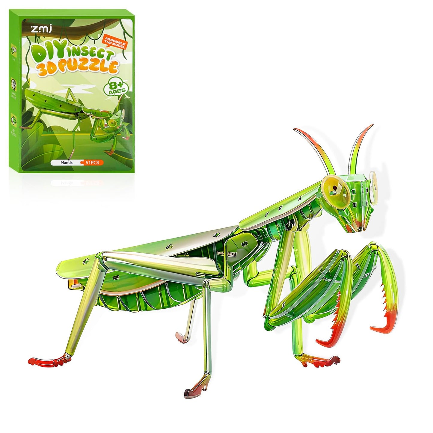 HELLOTOY 3D Acrylic Insects Puzzles DIY Bug Model Kit for Teenagers Educational Display Nature Decoration Figurine Sculpture (Mantis)