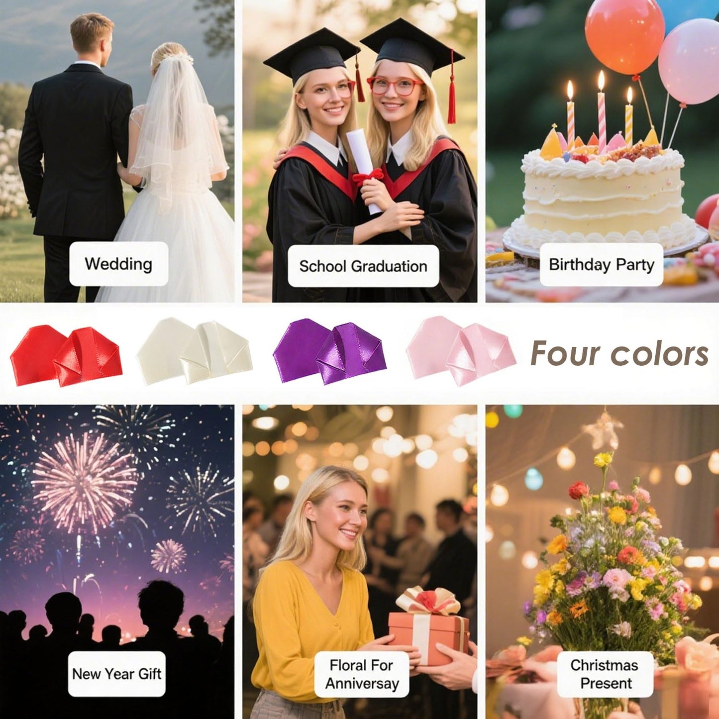 KAKABUBBLE 300PCS DIY Rose Petal Kit with Glue Gun, Sticks & Leafy Stems | Half-Finished Satin Ribbon Flower Craft Set | for Wedding, Anniversary, Birthday Bouquets (Cream White)