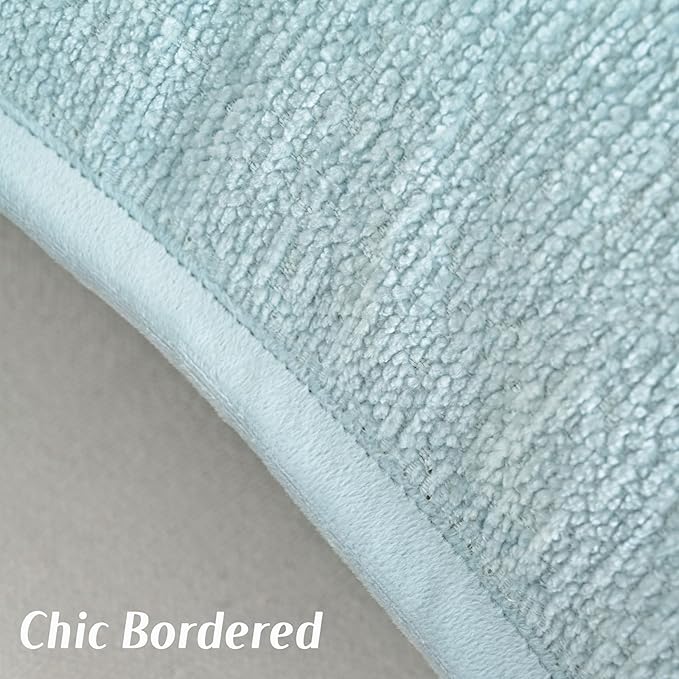 FUTEI Light Blue Chenille Throw Pillow Covers 16x16 Inch Set of 2,Soft Cozy Bound Edge Design Cushion Case,Home Decor for Couch Bed Living Room