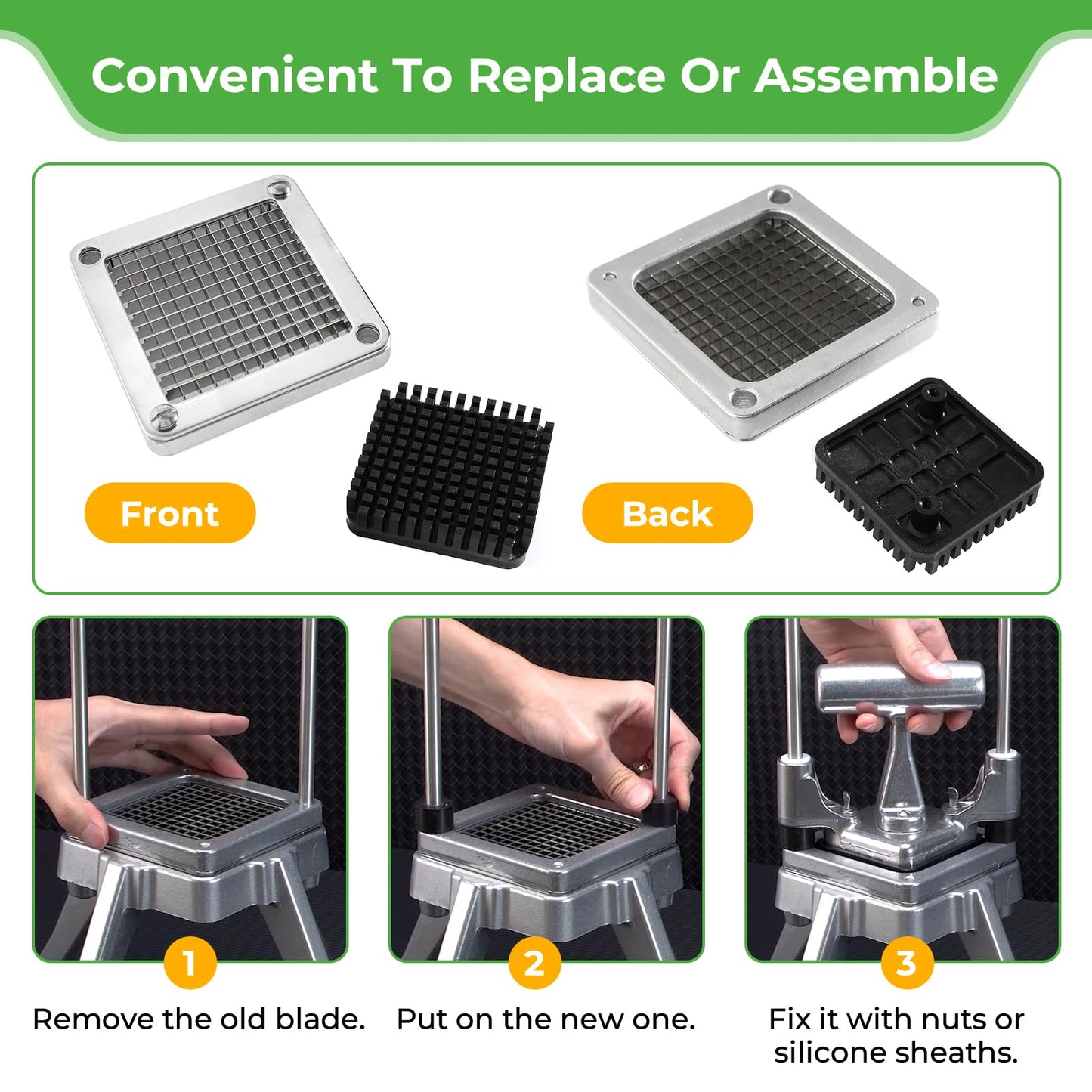POWLAB Replacement Chopper 1/4" Blade Commercial Vegetable Chopper Dicer Stainless Steel Blade for Fruit Cutting Machine Tomato French Fries Cutter