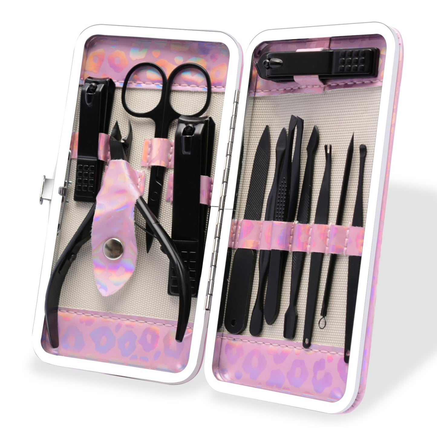 CGBE Nail Clippers Set, 12pcs Stainless Steel Nail Kit for Men, Manicure Set Pedicure kit for Mens Gifts - Black