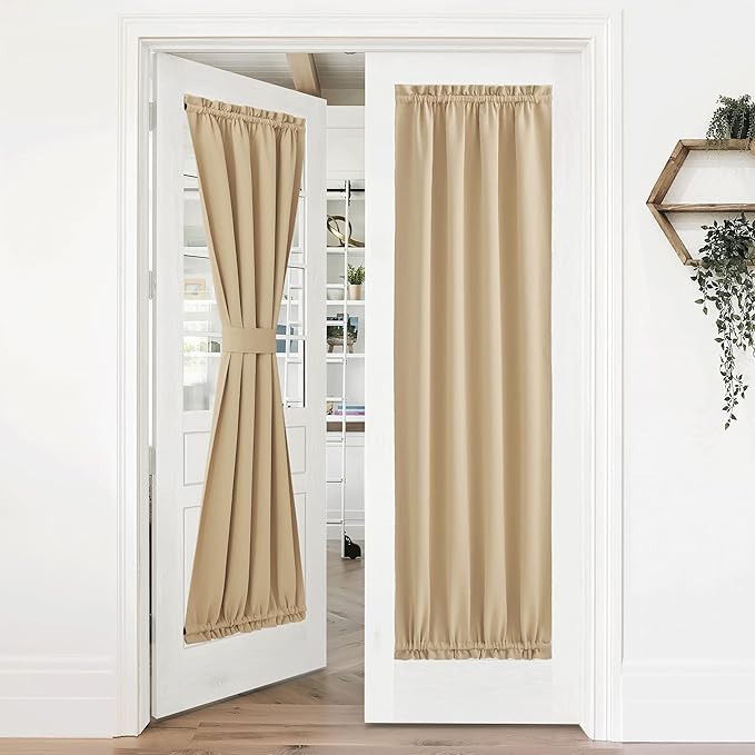 NICETOWN Room Darkening Curtains Panel - Entryway Decor Thermal Privacy Door Draperies for Glass/Front Door Blind, 36" Width x 72" Length, Biscotti Beige, One Panel
