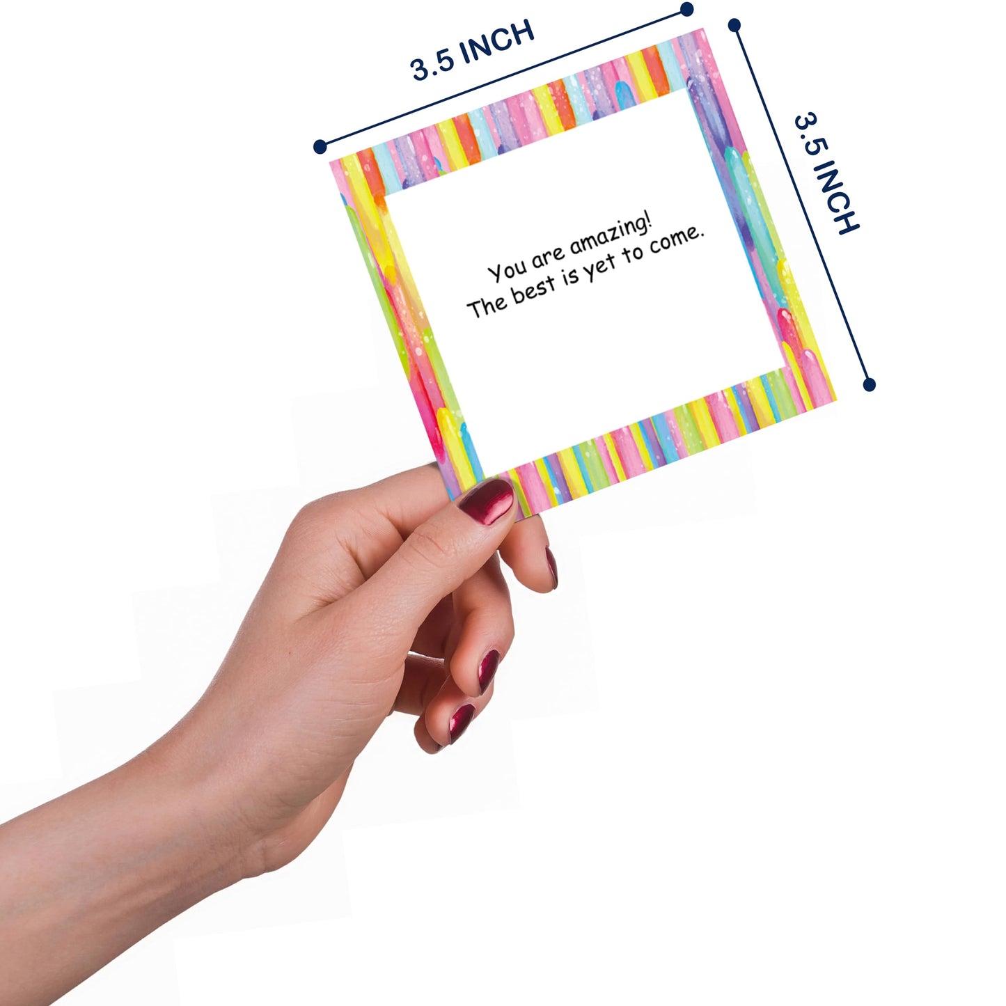 Racrico 70 Inspirational Cards with Envelopes & Stickers – 3.5x3.5 Positive Affirmation Notes in Gift Box – Encouragement, Gratitude, Motivation.