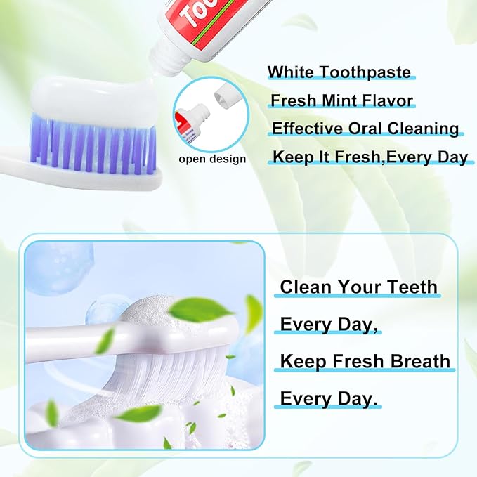 50 Tubes Extra Small Travel Size Toothpast Bulk,Mini 0.176 oz/5 Grams Small Disposable Toothpaste Mint Single Use Mini Bulk Toothpaste Travel Size for Hotel,Camping,Homeless,Charity,Guests