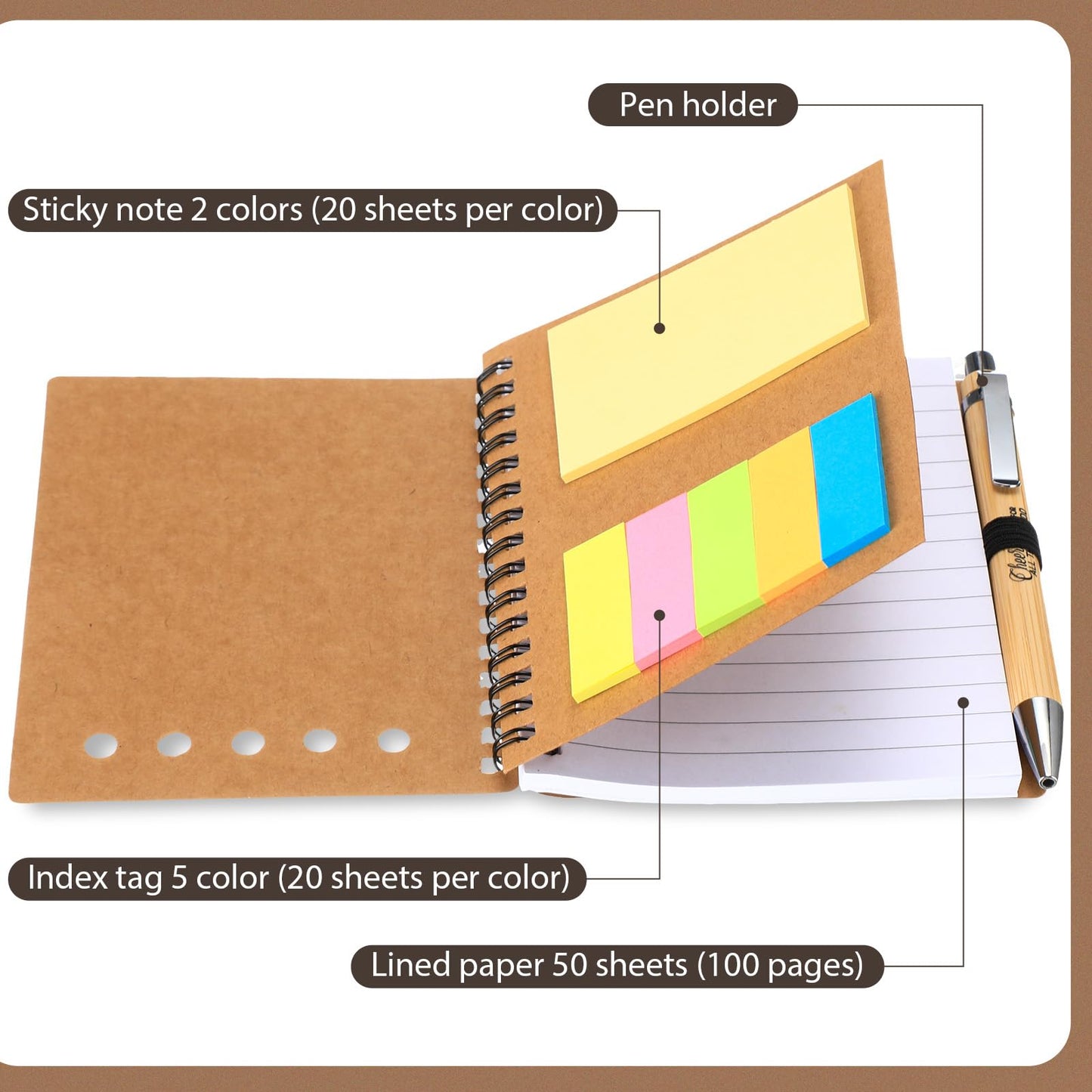 Skyygemm 20 Sets Employee Appreciation Gifts Spiral Notebook Journal with Sticky Notepad Index Tabs Thank You Gifts Notepad with Bamboo Pen Bulk for Teacher Cna Nurse Coworker(Team Appreciation)