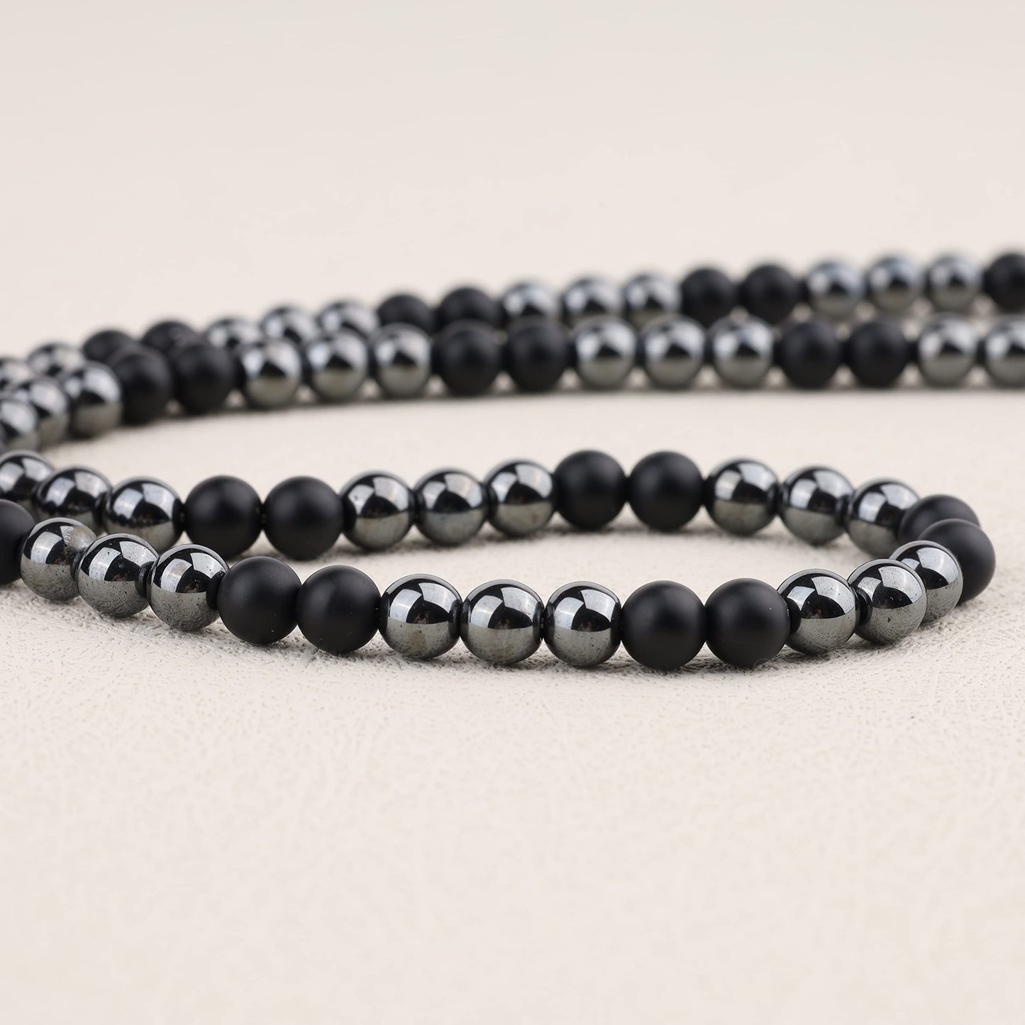 GAVU Hematite Matte Onyx Crystal Necklace for Men 24"