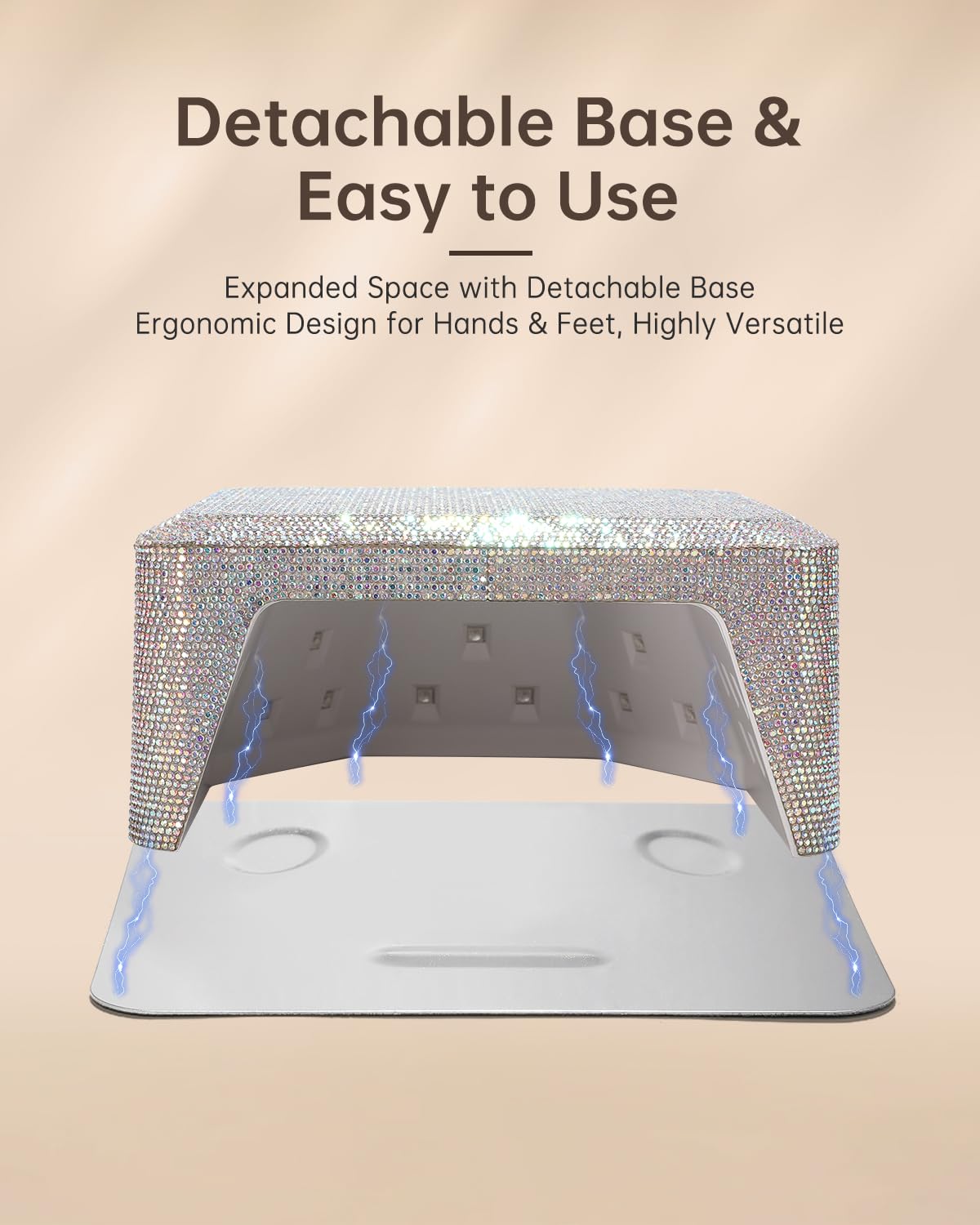 CHRISTINE SHELLY UV Nail Lamp, Rechargeable LED Nail Lamp Sparkly Gel Polish Light 4 Timer Setting Professional Quick Dry Curing Lamp with Display Auto Sensor for Salon & Home, AB Diamond