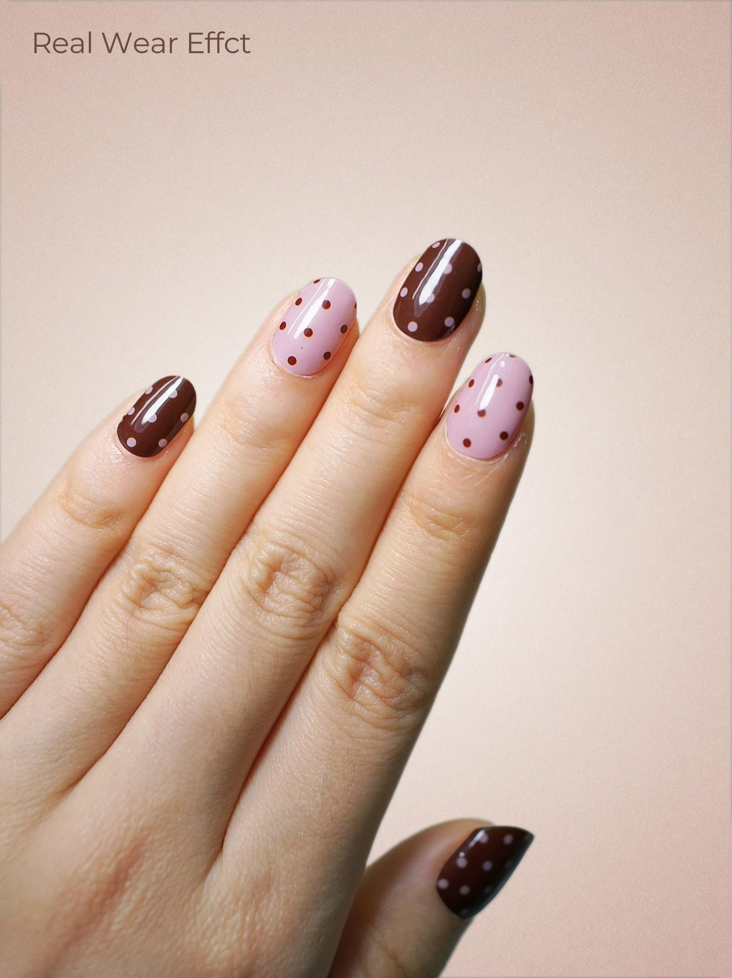 Beaolata Real Gel Nail Strips (No UV Light Needed) - 44Pcs Salon Quality Nail Stickers - Long Lasting Polish Wraps for Women, Easy Apply & Remove (Pink Cocoa Pop)