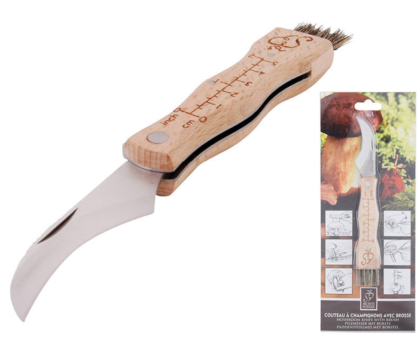 Esschert Design Mushroom Knife with Brush
