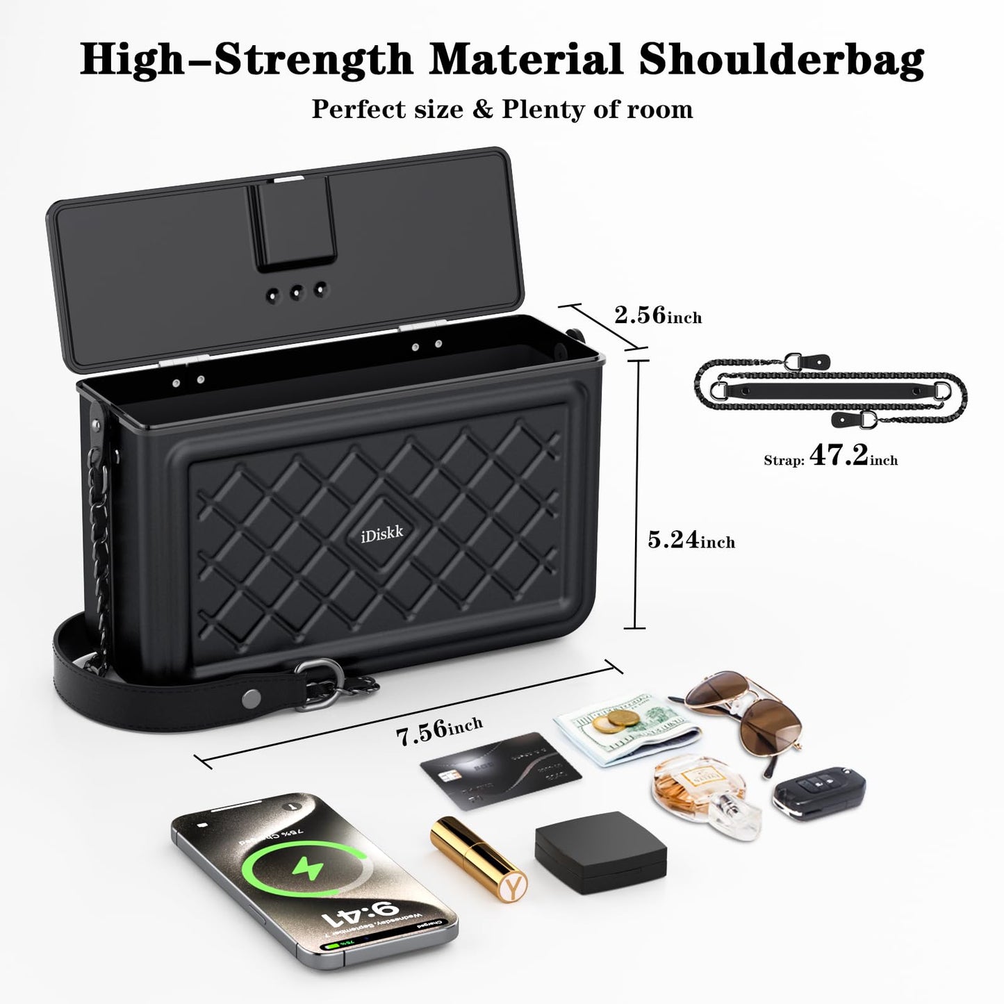 iDiskk Security Lock Box, Metal Safe Box with Anti-Theft with Fingerprint and Password Unlocking, MFi Certification Compatible with Find My App (iOS Only) Ideal for Secure Storage of Valuables