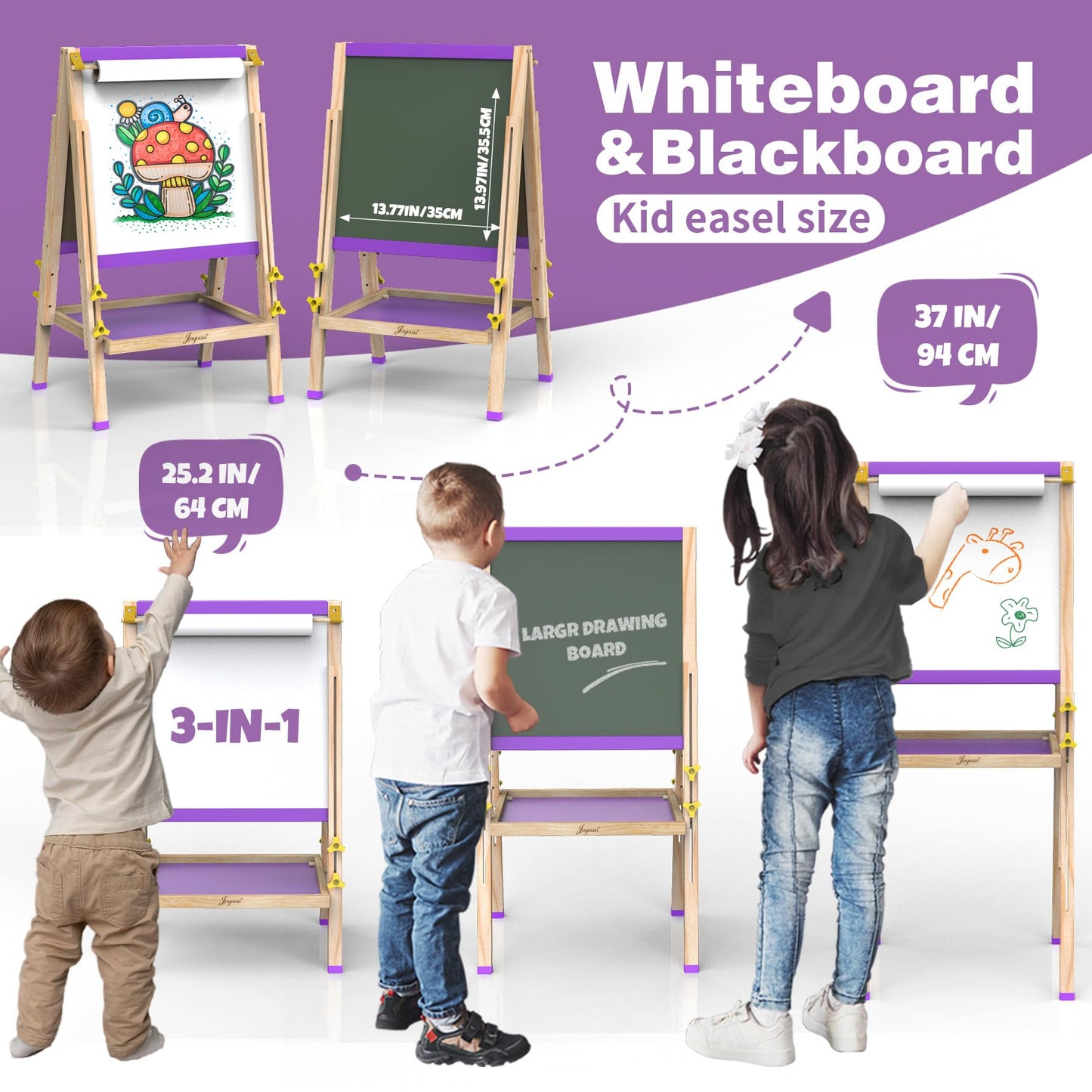 JOYOOSS Easel for Kids Art Easels for Toddlers,Adjustable Magnetic Whiteboard Chalkboard for Kid Dry Erase Board Easel for 2 Year Old and Toddler Art Easel for Kids Ages 4-8 8-12