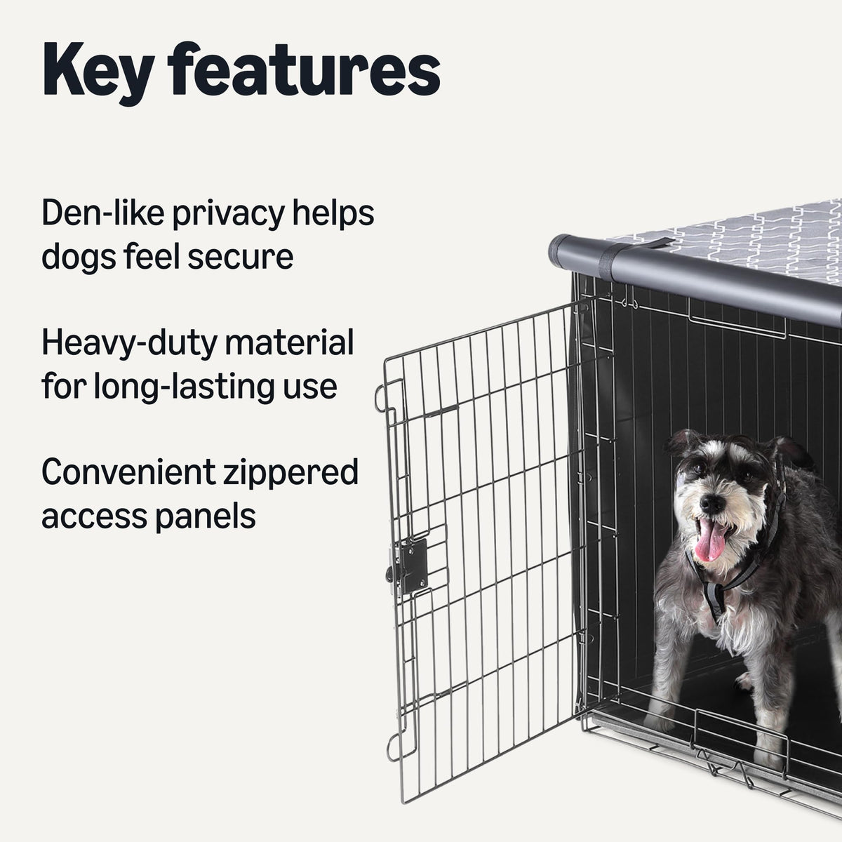 Dog Cage Cover for 42-inch Wire Crates, Heavy-Duty with Zippered Panels