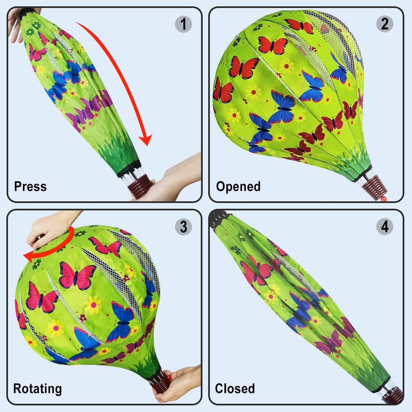 2Pack Hot Air Balloon Wind Spinners Outdoor Hanging, HADEEONG Large Wind Spinners Outdoor Windmill Balloon Spinners for Yard and Garden Wind Twister (Hummingbirds + Butterfly)