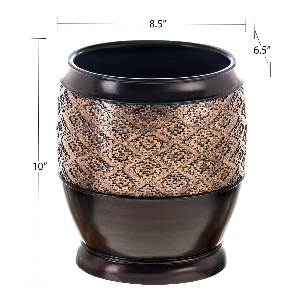Creative Scents Dublin Brown Small Trash Can with Lid 1.26 Gal / 4.8L - Decorative Oval Waste Basket, Durable Resin Slim Bathroom Covered Garbage Can Wastebasket Bin for Diaper/Paper