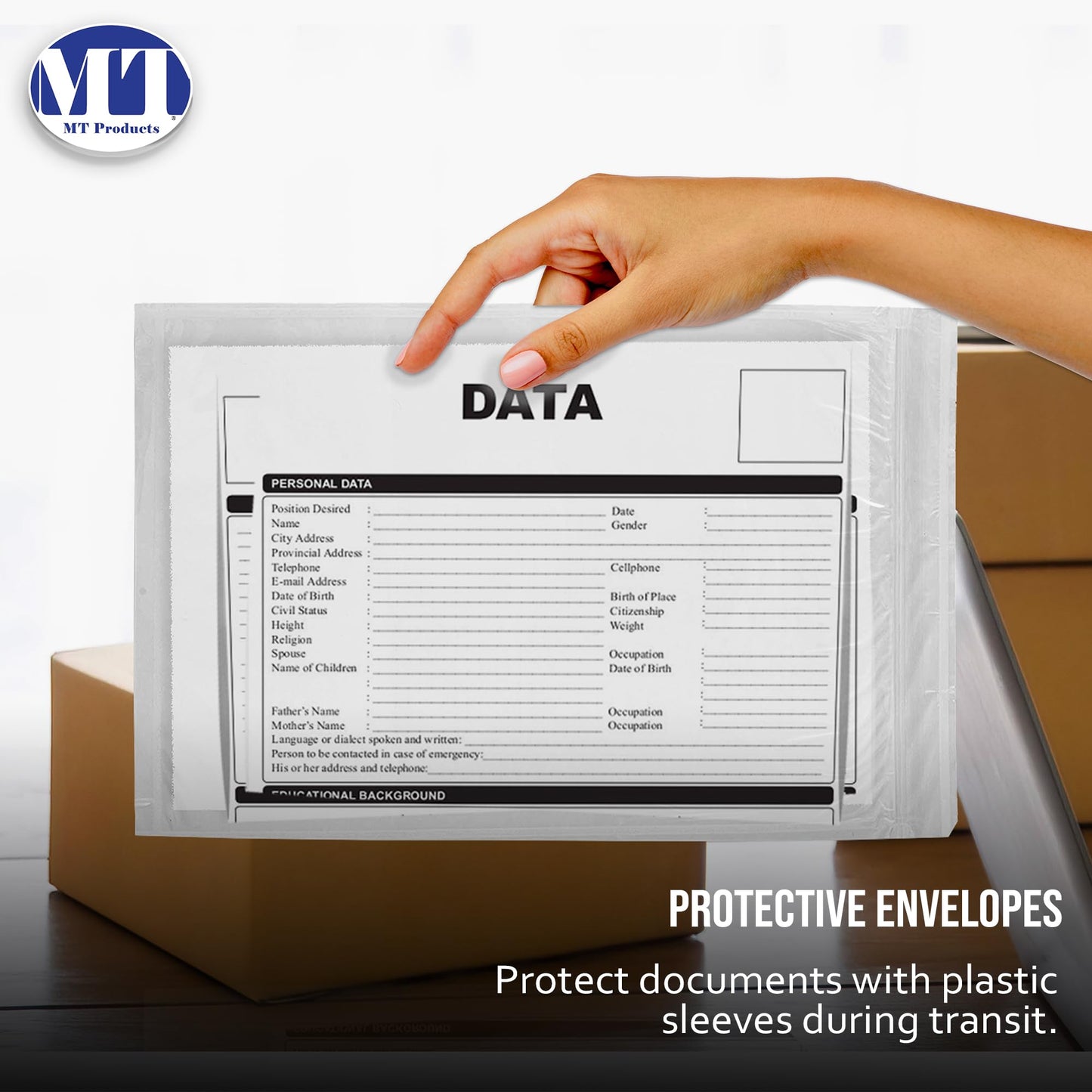 MT Products Blank Envelope Shipping Label Sleeves - 6.5" x 10" Packing Slip Pouches for Shipment/Return - Pack of 100