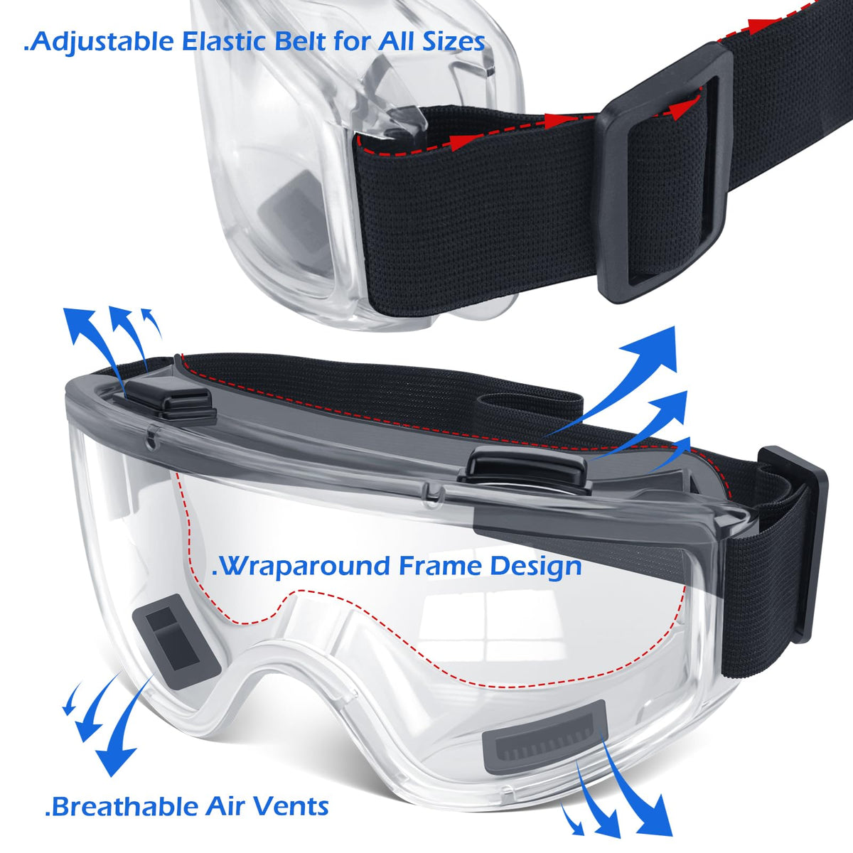 Safety Goggles ANSI Z87.1 Glasses (12 Count)