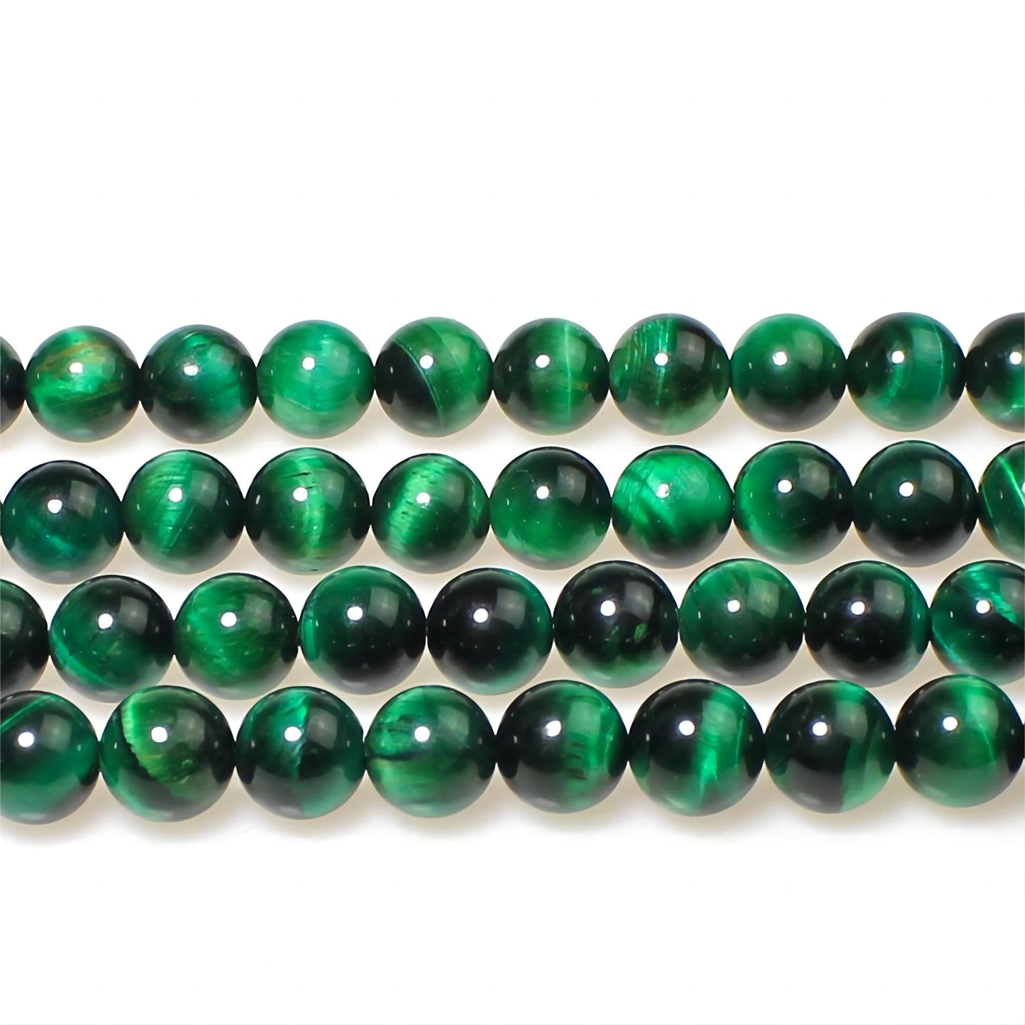 MJDCB Stone Beads 8mm 43pcs Round Green Tiger's Eye Loose Gemstone Bead Charms for Jewelry Making Bracelet Necklace Earring Pendant