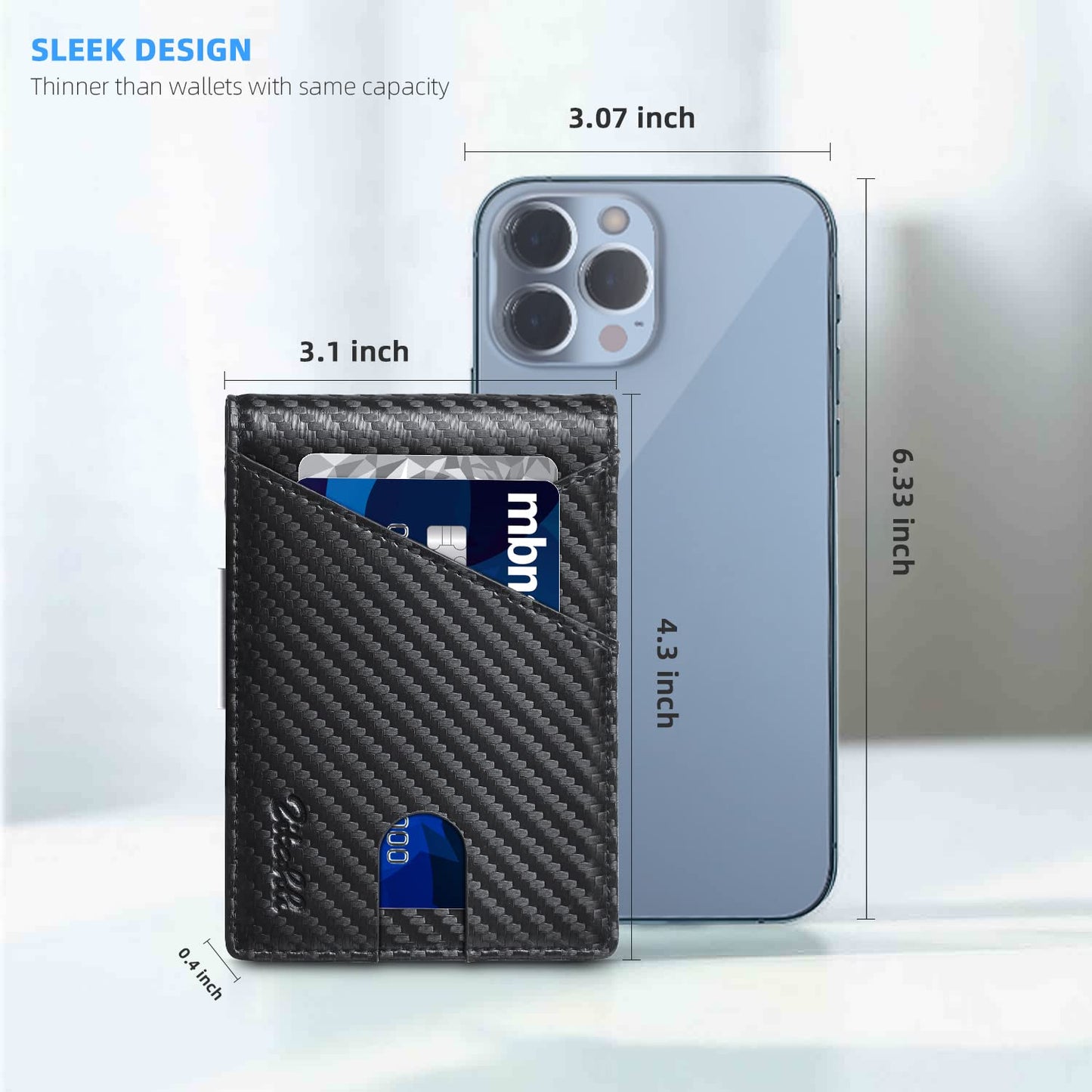 Zitahli Wallet for Men - with Money Clip Slim Leather Slots Credit Card Holder RFID Blocking Bifold Minimalist Wallets with Gift Box