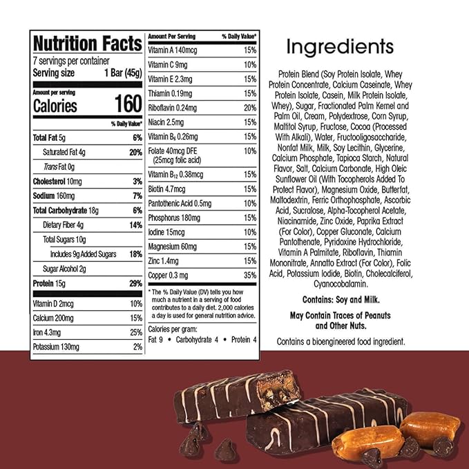 BestMed - High Protein Nutrition Bar - Low-Carb, 15g Protein, Low Sugar, High Fiber, Low Calorie, Meal Replacement Bar (Caramel Cocoa, 3 Box - 21 Count)