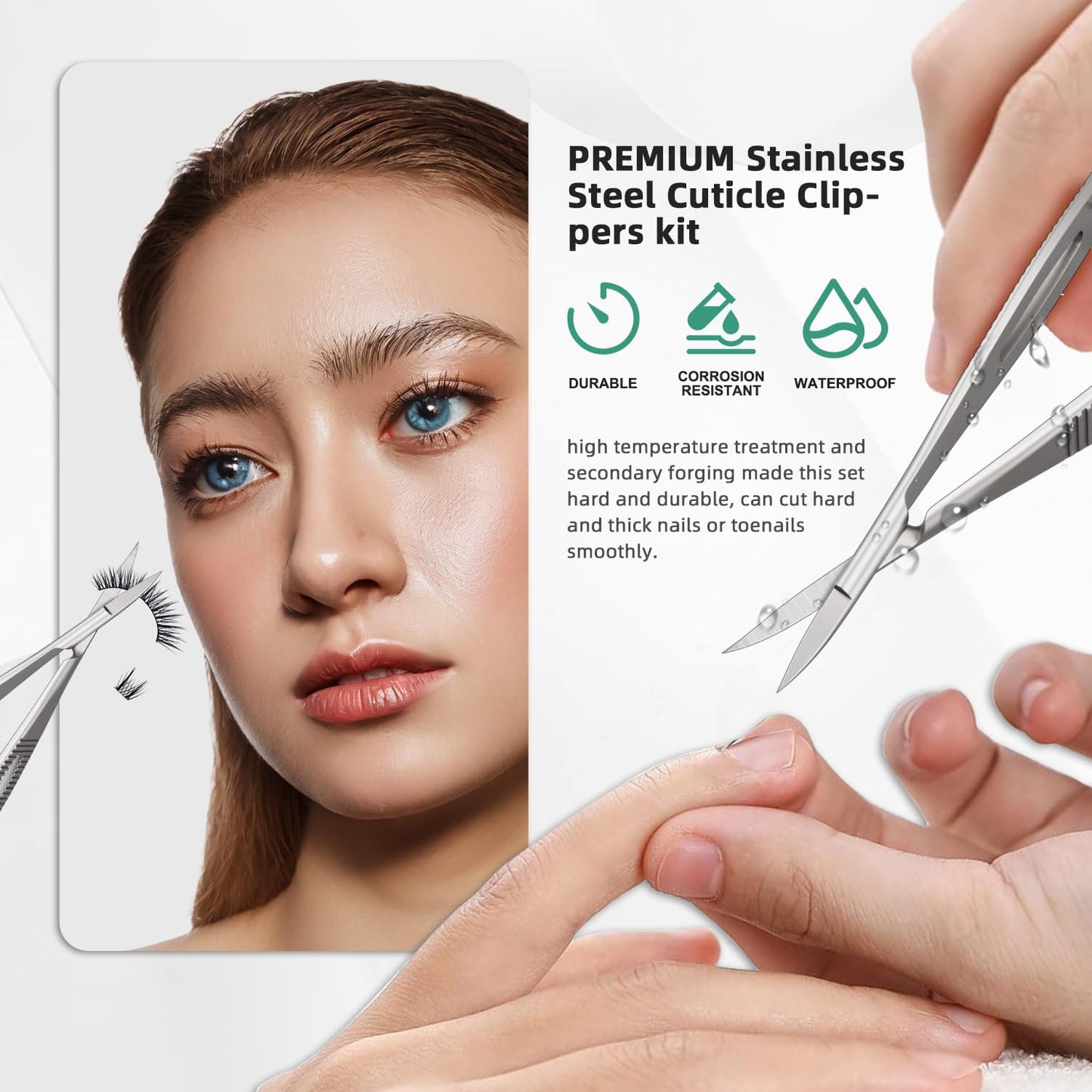 SG NEKOO Cuticle Scissors, Professional Curved 15° Blade Stainless Steel, Ultra Sharp for Precision Nail Grooming, Eyebrow Shaping, and Sewing Thread Snips, with Travel Case