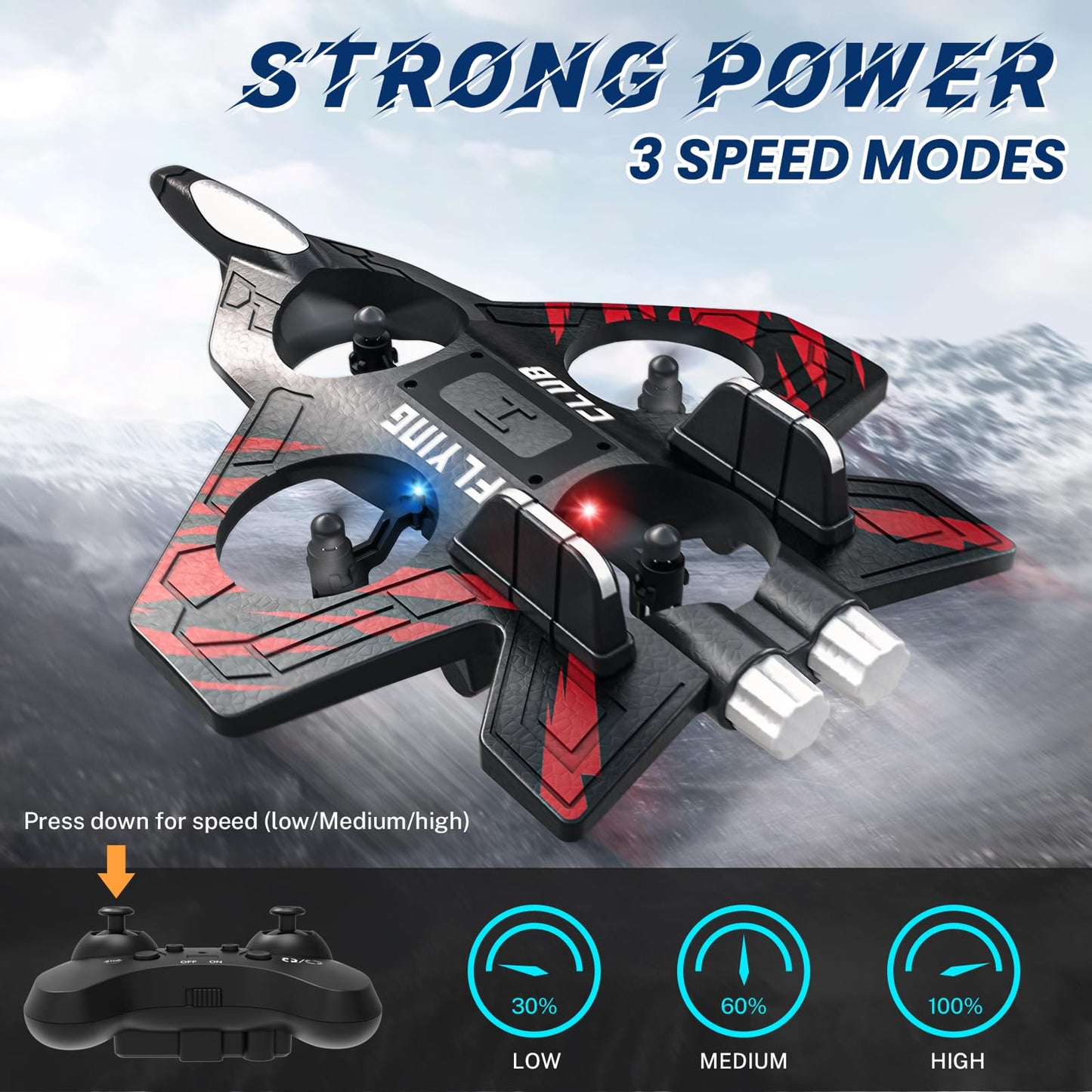 Epstur RC Plane - RC Airplane Fighter, Foam Remote Control Airplanes, RC Plane Fighter Jet with Auto Hover, Headless Mode 3D Flip Colorful LED Lights & 3 Batteries Remote Control Fighter