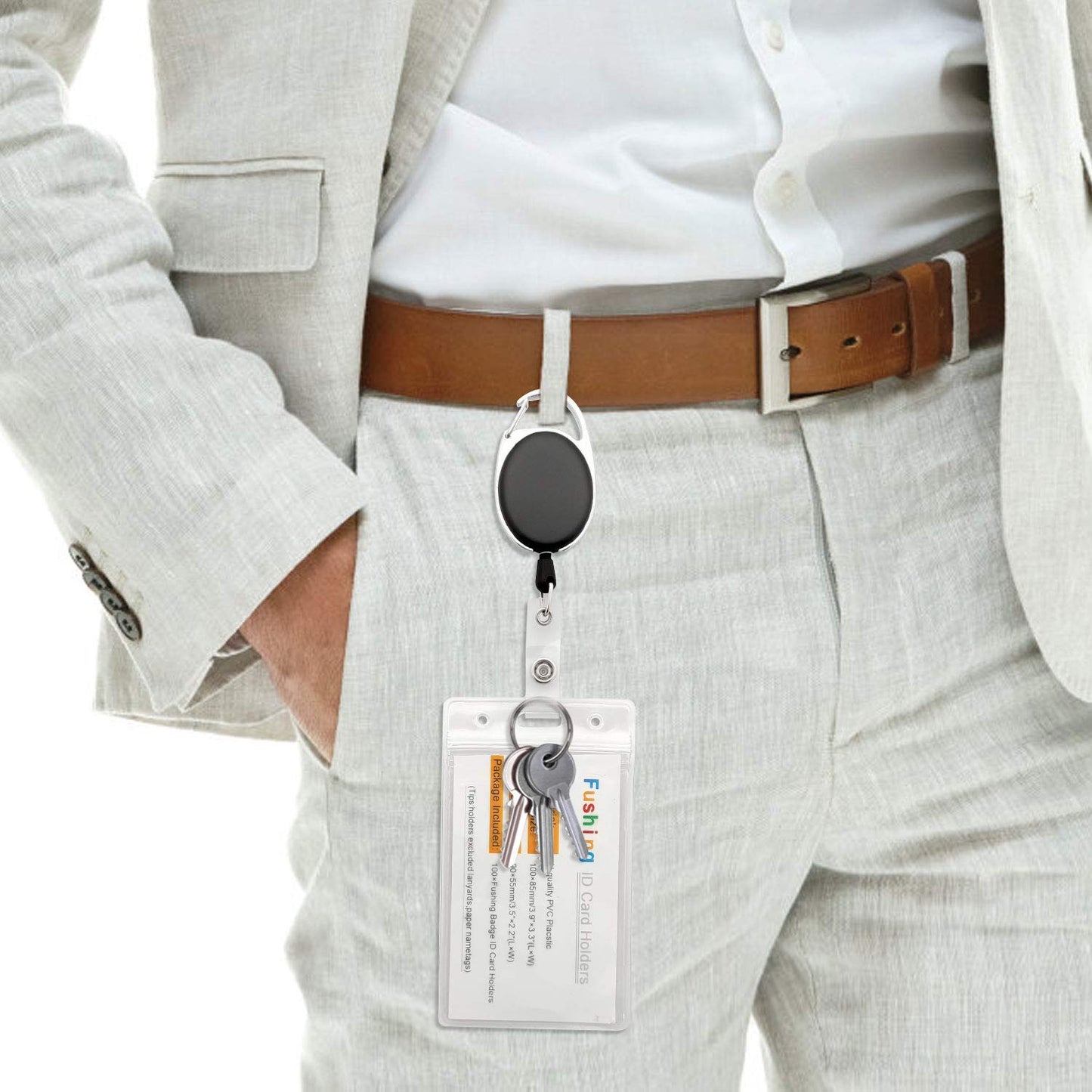 Fushing 20Pcs Retractable ID Badge Holders ID Badge Reels with Clip Retractable Badge Holders for Office Worker Doctor Nurse (Black)