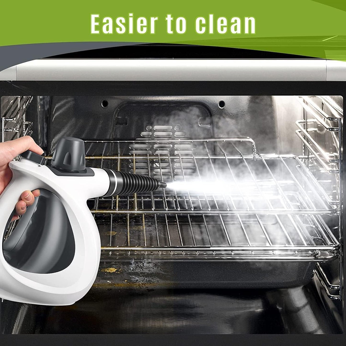 Pressurized Handheld Multi-Surface Natural Steam Cleaner with 12 pcs Accessories, Multi-Purpose Steamer for Home Use, Steamer for Cleaning Floor, Upholstery, Grout and Car (Grey) (Grey)