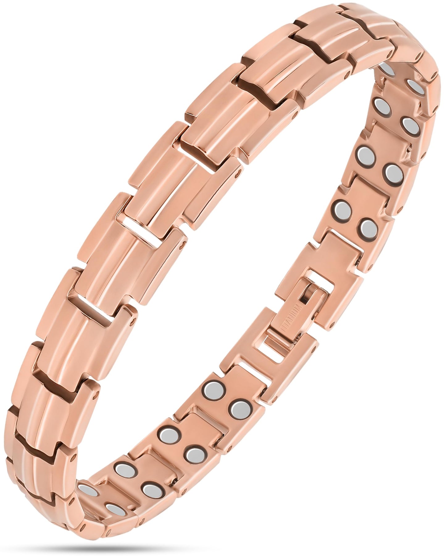 MagnetRX® Women's Ultra Strength Magnetic Bracelet – Effective Titanium Magnetic Bracelets for Women – Adjustable Length with Sizing Tool for Perfect Fit (Rose Gold)