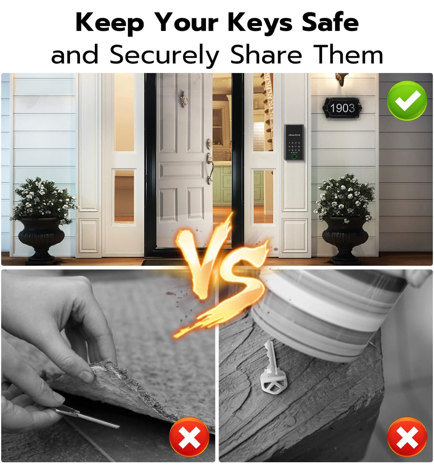 Anweller Lock Box for Keys with Code, Fingerprint Smart Bluetooth Key Hider, Outdoor Waterproof Combination Lockbox for Realtor, Hosts, Keys Safe Storage, Hide a Key, Wall Mount & Door Hanging