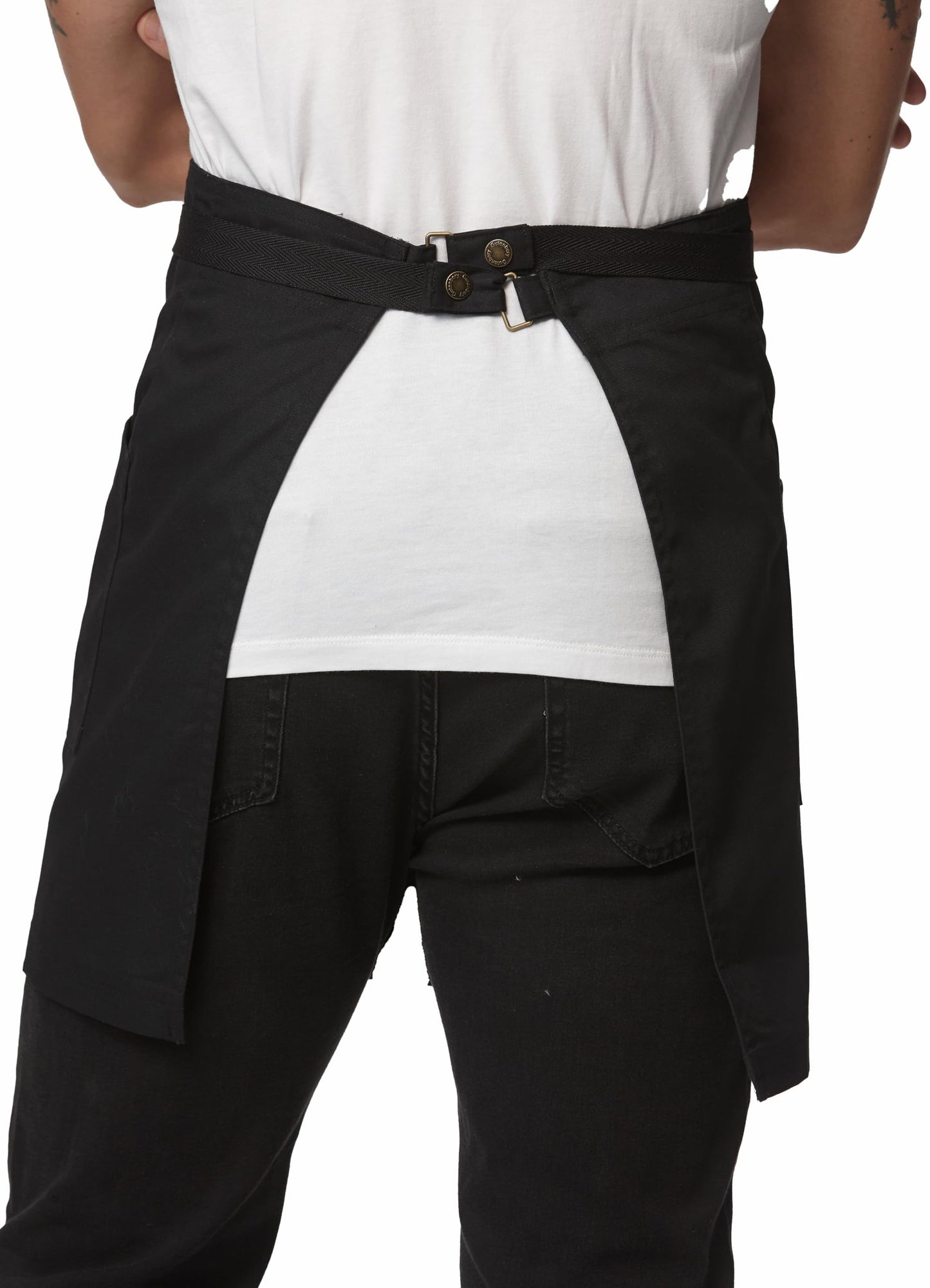 Guolamy Unisex Waist Apron Half Bistro Apron Server Aprons with Pockets Waterproof 4251BY(Black,1Pack