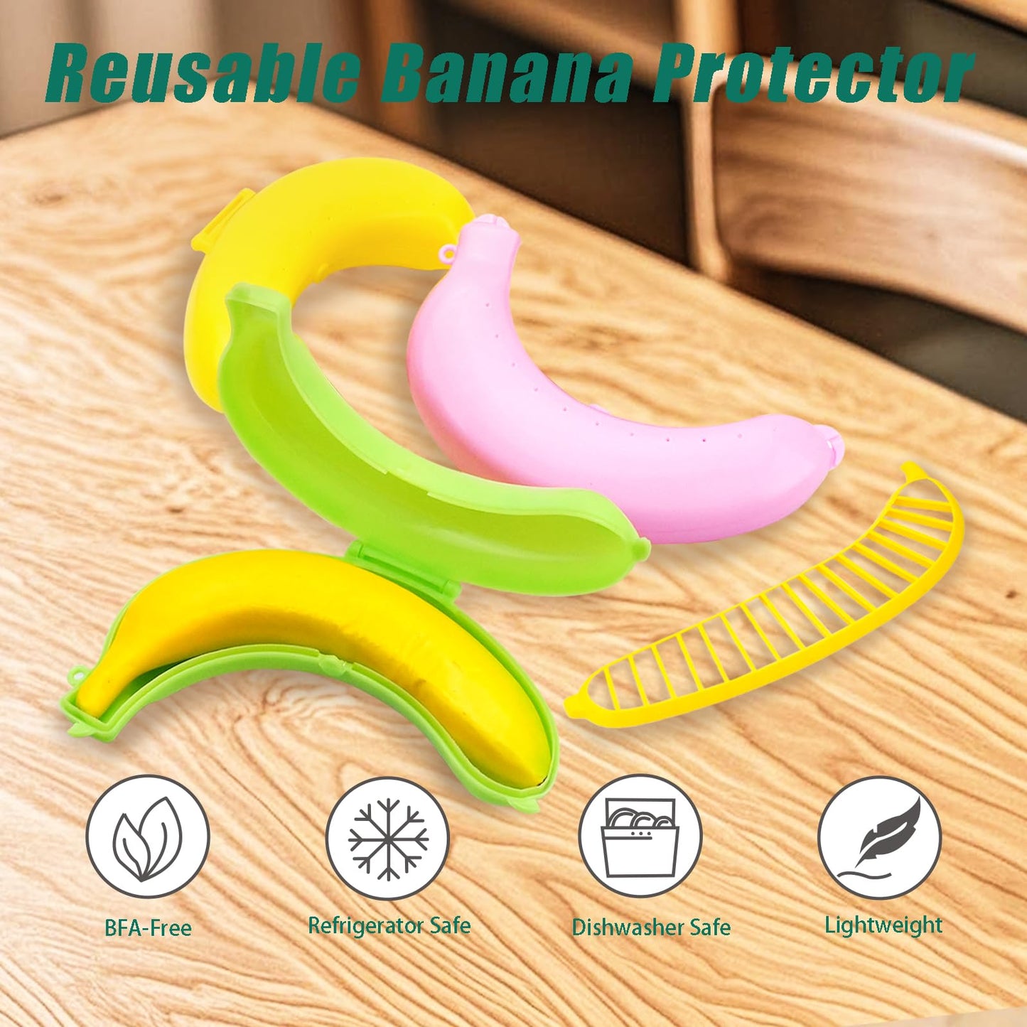 OT-NVWOZR 3PCS Banana Case with Slicer, Fruit Container for Outdoor Travel BFA-Free, Portable Bananas Keeper Holder Protector Covers Plastic Storage Box for Lunch Picnic Camping Keep Fresh