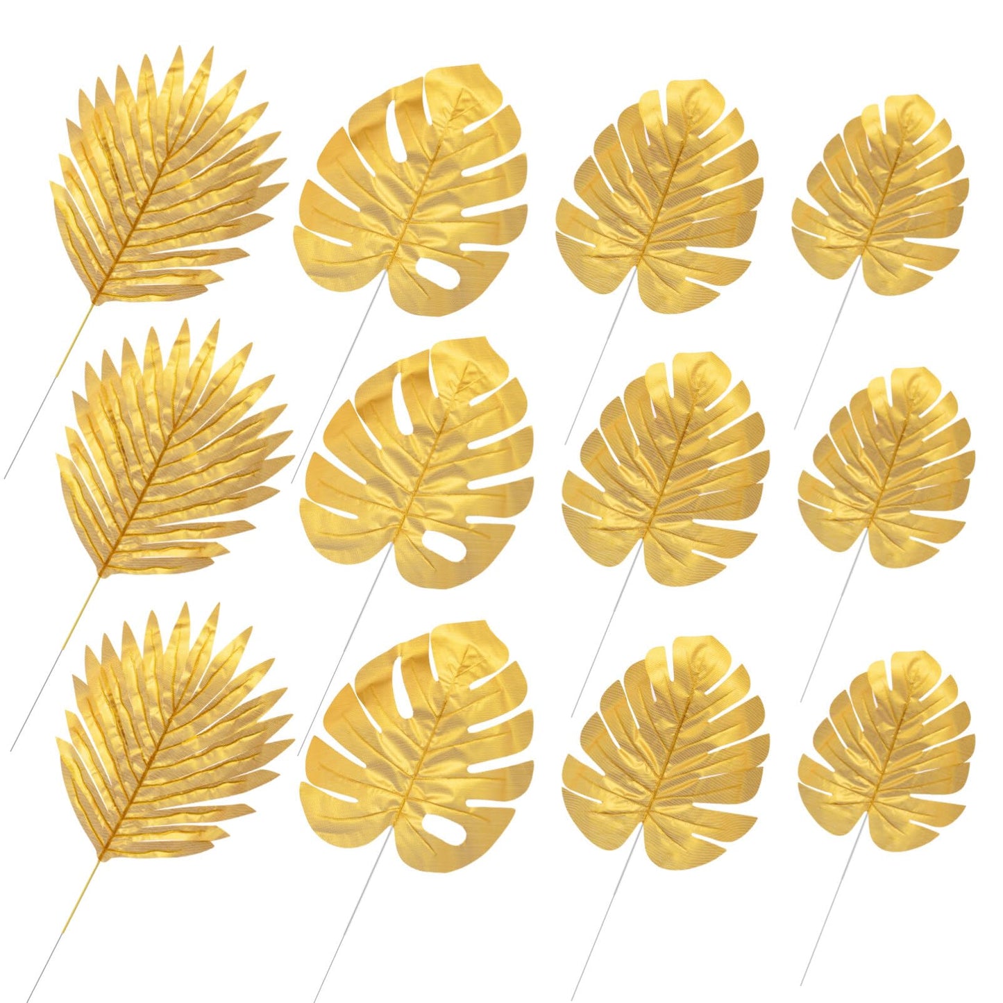 BESTOYARD 20pcs Artificial Plants Palm Leaves Plastic Gold Tropical Party Leaves Decorations Wedding Decorations Simulated Golden Turtle Leaf