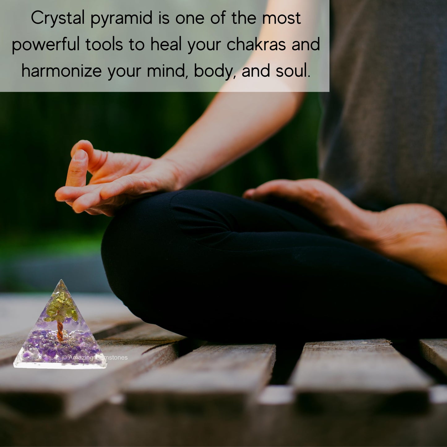 Amazing Gemstone Amethyst with Peridot Tree Orgone Pyramid - 30mm Small Orgonite Pyramids with Crystals and Healing Stones - Authentic Organite Gifts