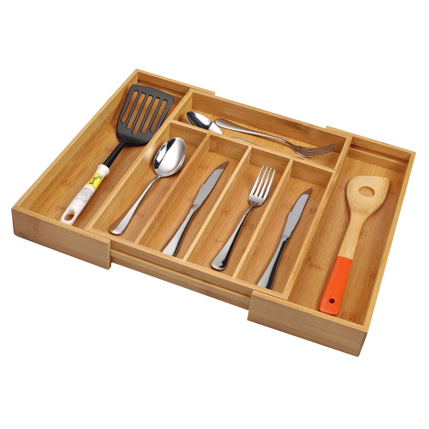 Utoplike Bamboo Cutlery Tray Silverware, Drawer Dividers for Kitchen Utensils, Flatware Tray Drawer Insert for knives, Gadgets and Garage Tools, Office Supplies