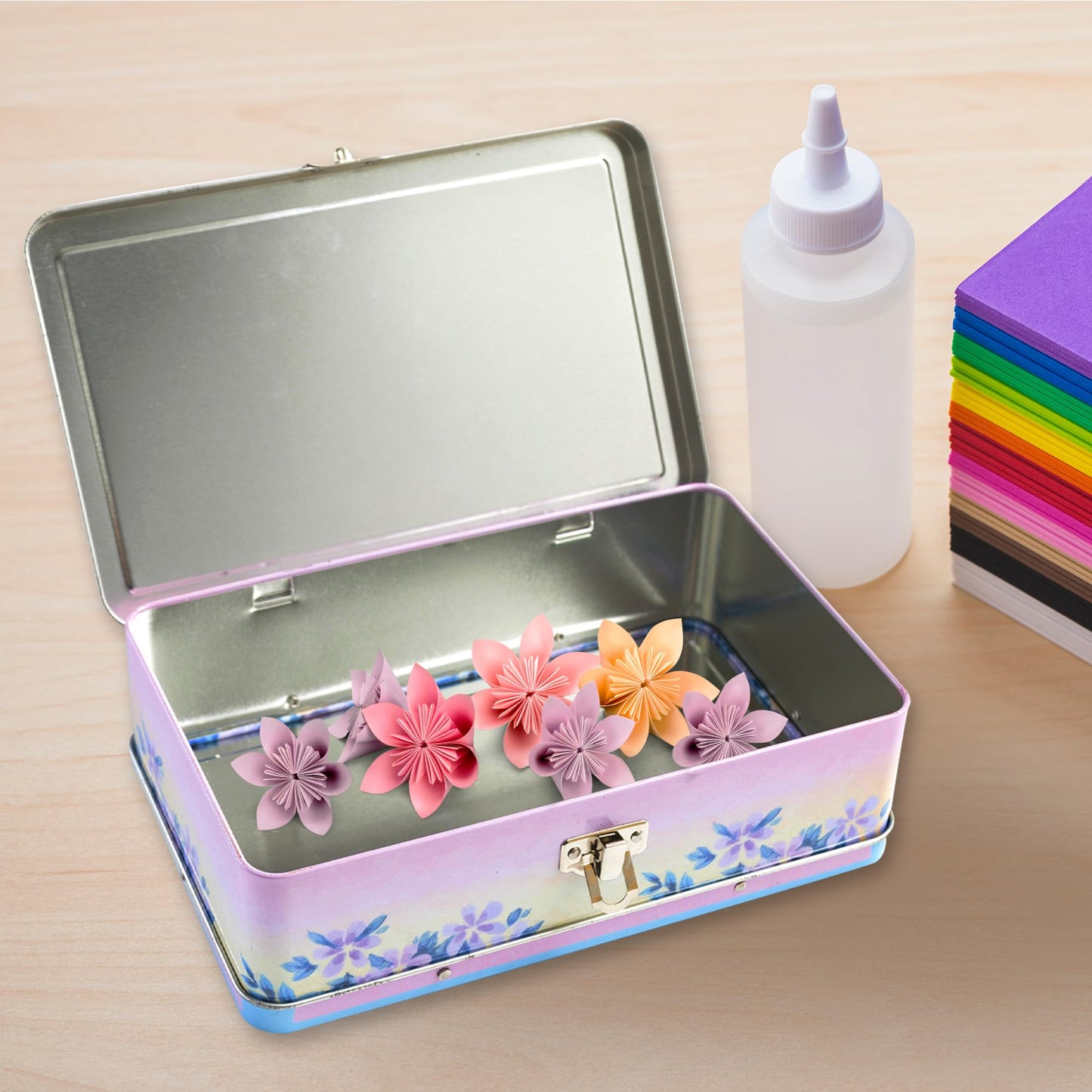 DAHO Metal Storage Box with Hinge for Office, School, Home, Makeup, Arts & Crafts and Accessories (Enjoy the Ride)