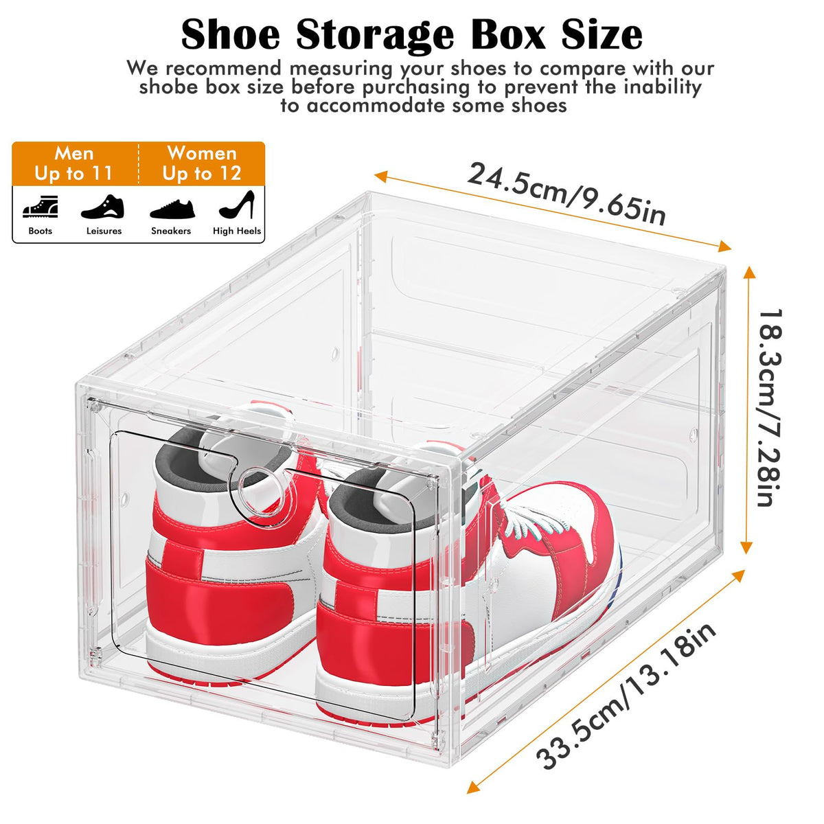 12 Pack Shoe Storage Boxes Clear Magnetic Stackable (12 Count)