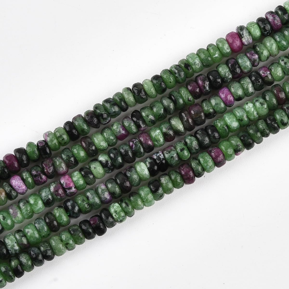 160pcs 4x2mm Natural Ruby Zoisite Disk Rondelle Spacer Stone Semi Precious Gemstone Loose Beads for Jewelry Making 15 Inch