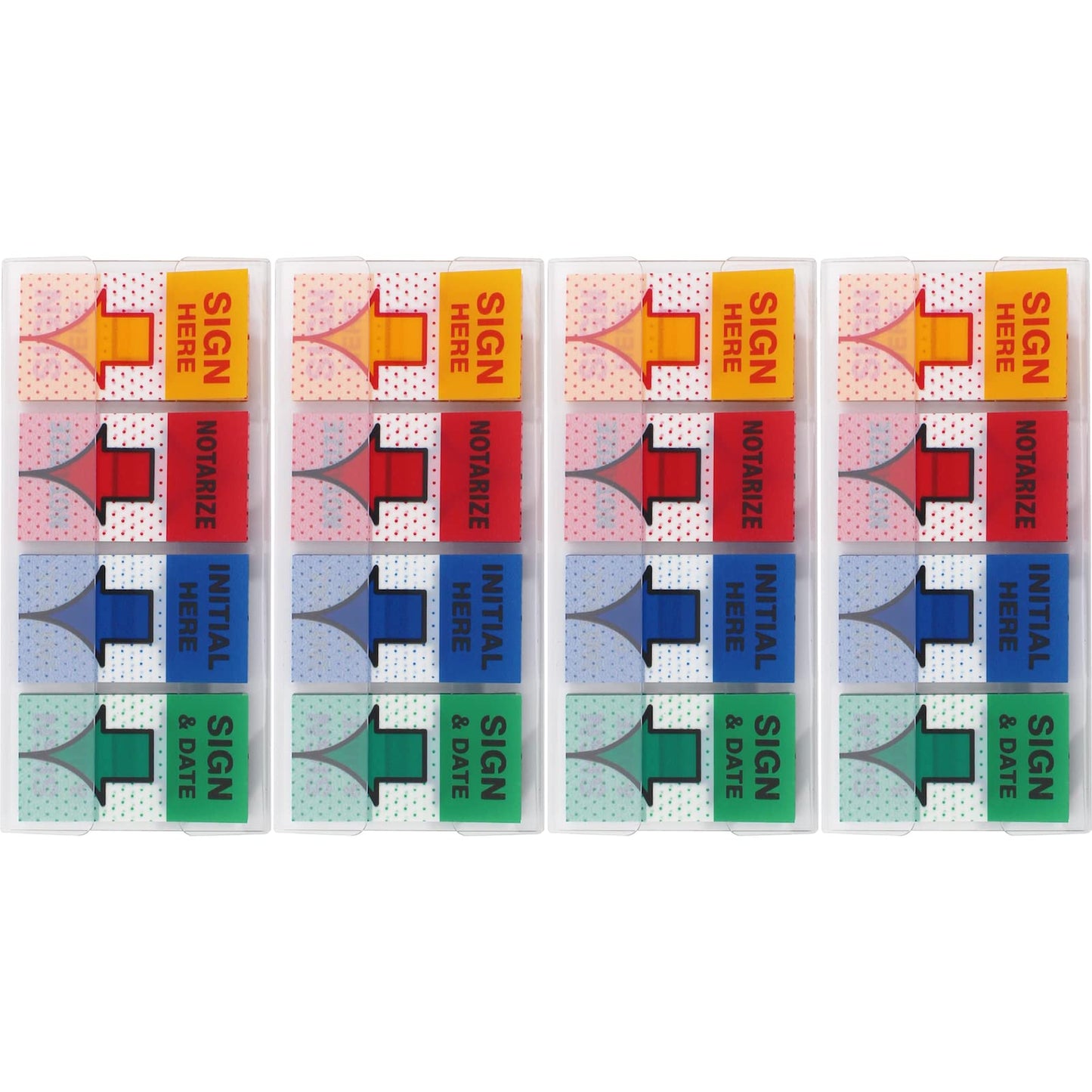Message Flags Assorted Color, "Sign Here"/"Notarize"/"Initial Here"/"Sign and Date", 800 Pages Total, 0.98 x 1.77 Inch Wide, Easy to Post, 4 On-The-Go Dispensers/Pack