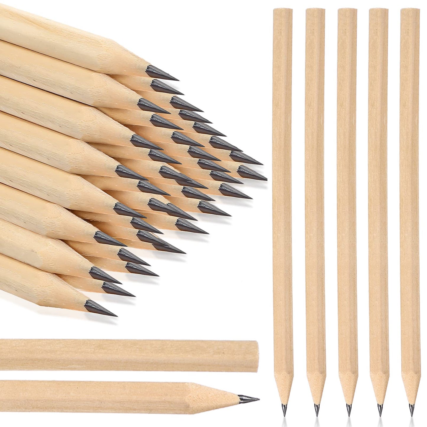 Fumete 260 Pieces Wooden Pencils Bulk No Eraser Hexagonal HB Graphite Unsharpened Natural Wood Pencils Without Erasers Classroom Gifts for Students Bulk Goodie Bag Stuffers