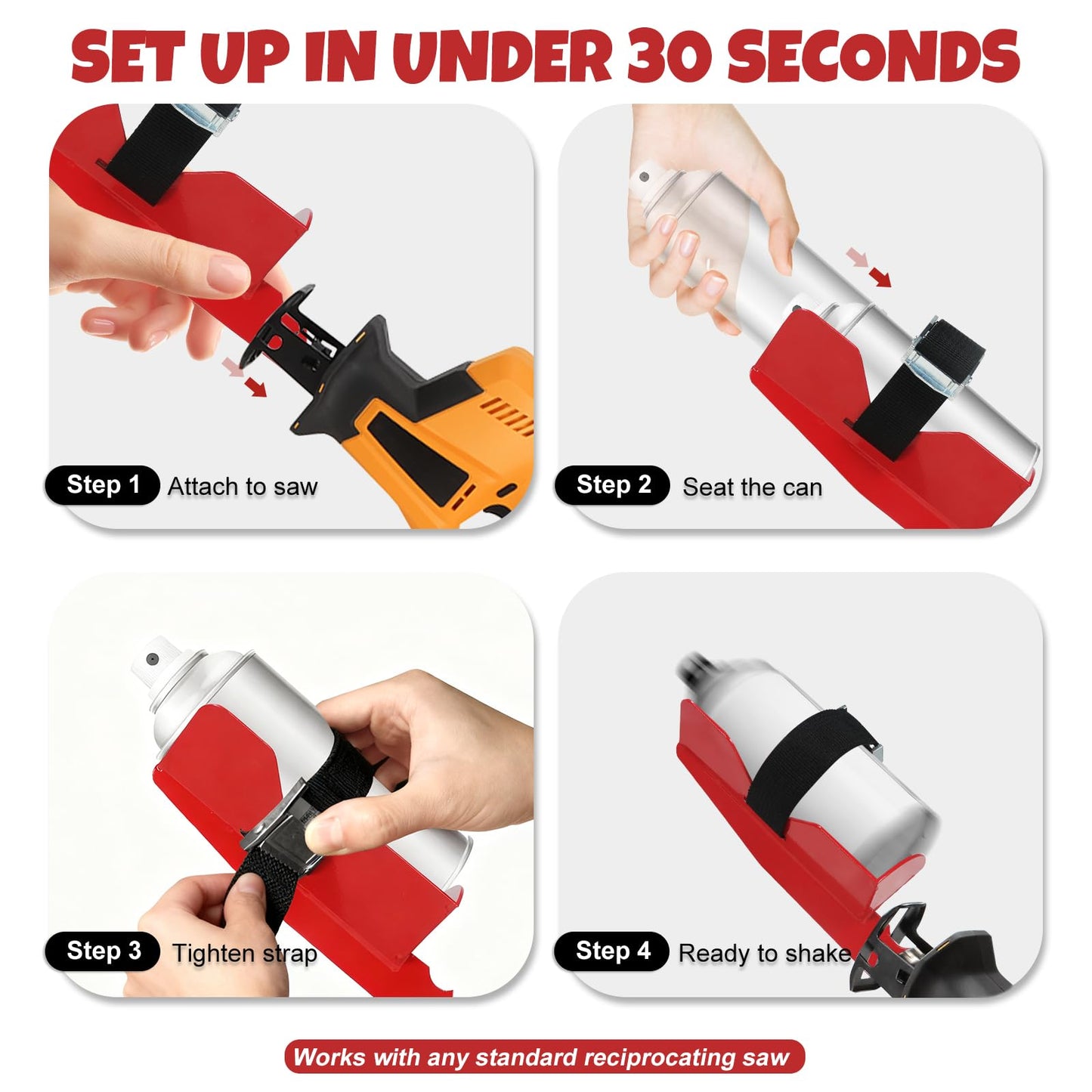 Nexigins Secure Spray Can Shaker Attachment Reciprocating Saw Holder Anti Slip Strap Stabilizer Mixing Tool