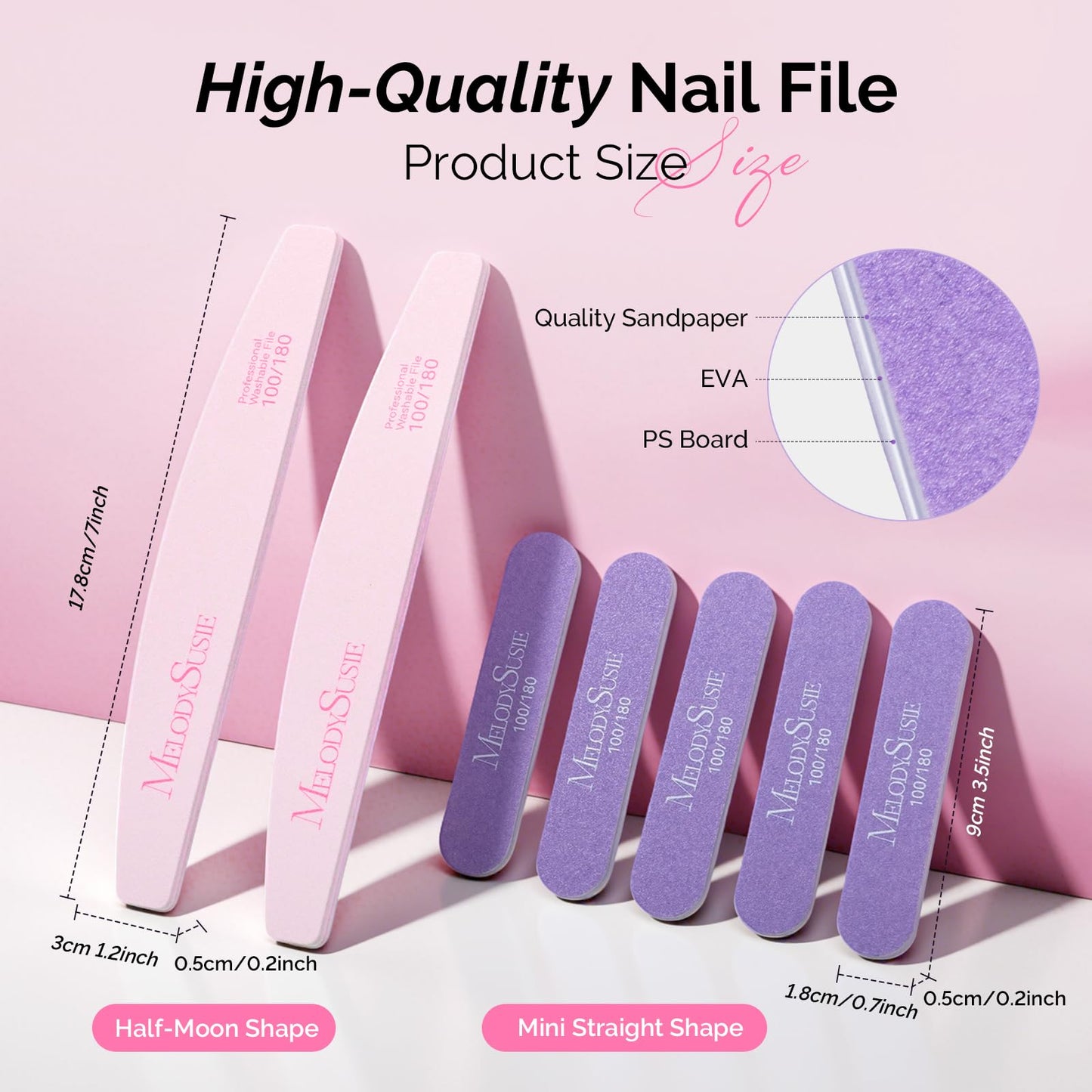 MelodySusie GelCarousel for Nail Polish Bottle Holder and 3D Mixed Nail Charms and Gems and Sandpaper Sheets and 7Pcs Nail File Kit