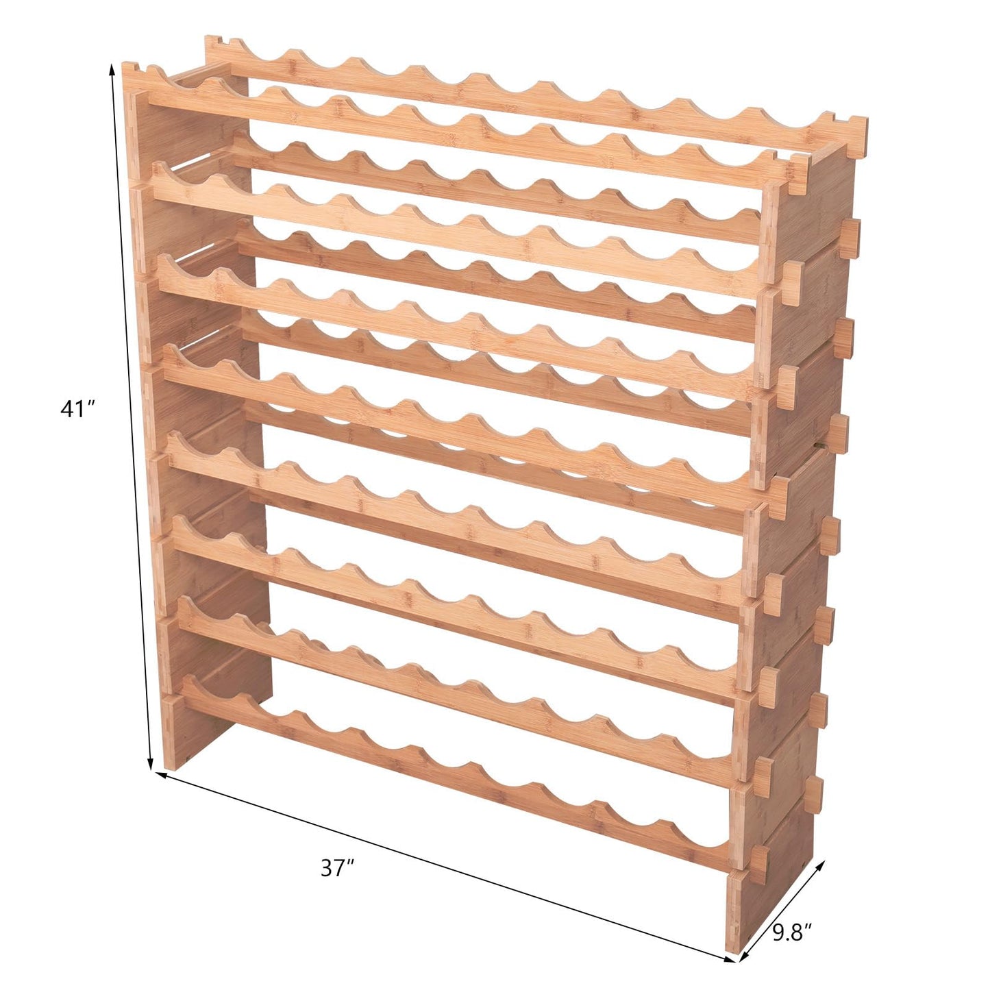 FDHUIJIA 72 Bottle Stackable Storage Modular Wine Rack Cabinet Bamboo freestanding Floor Wine Holder Display Shelves